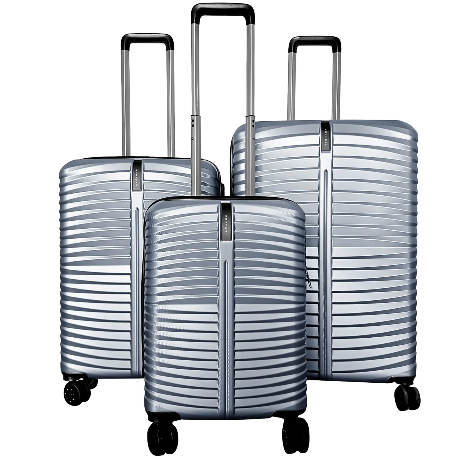 3-Piece 20/24/28 Inch Lightweight Hardside Luggage Set with 8-Spinner Wheels, Gray - Image 2