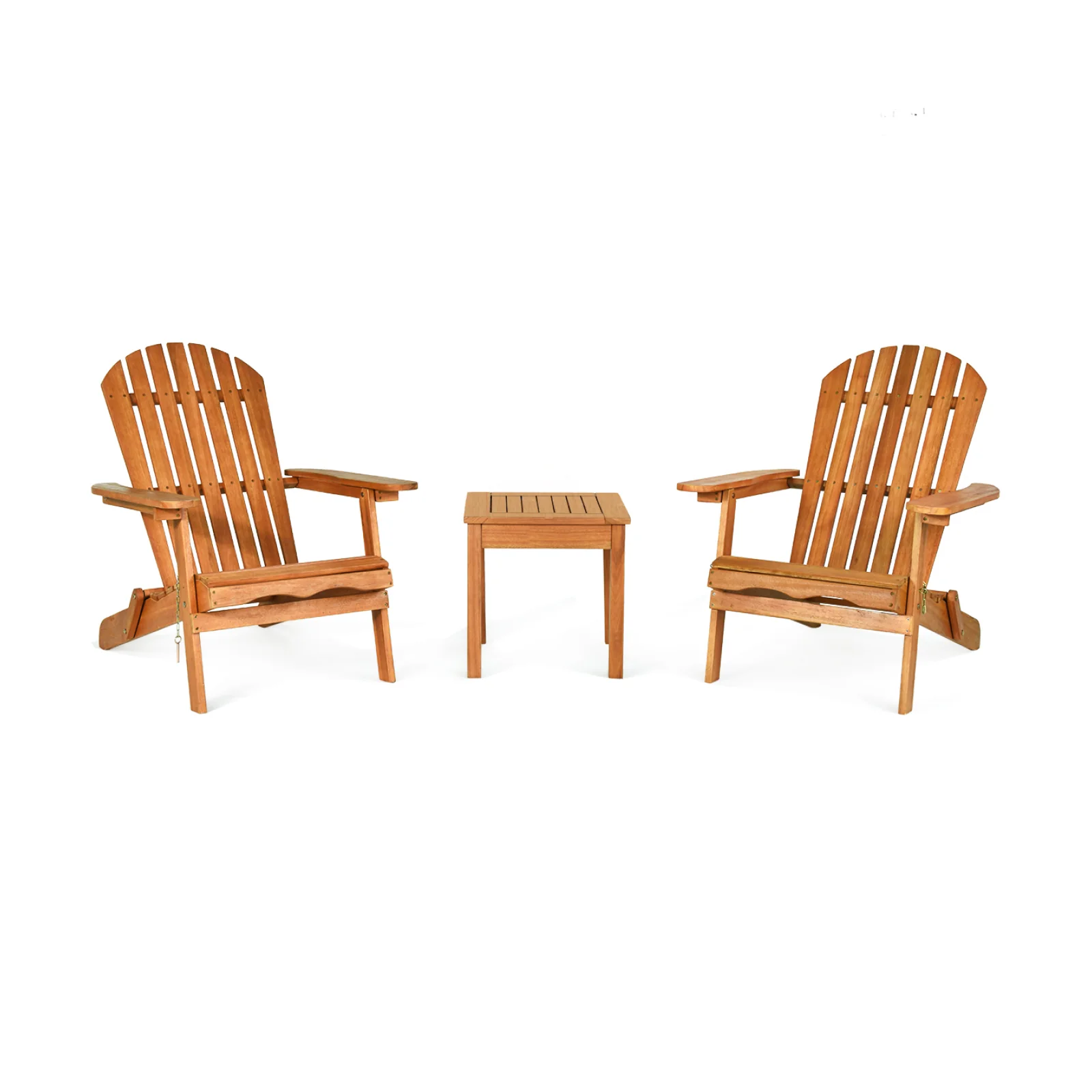 3 Piece Adirondack Chair Set, Widened Armrest, Natural - Image 4