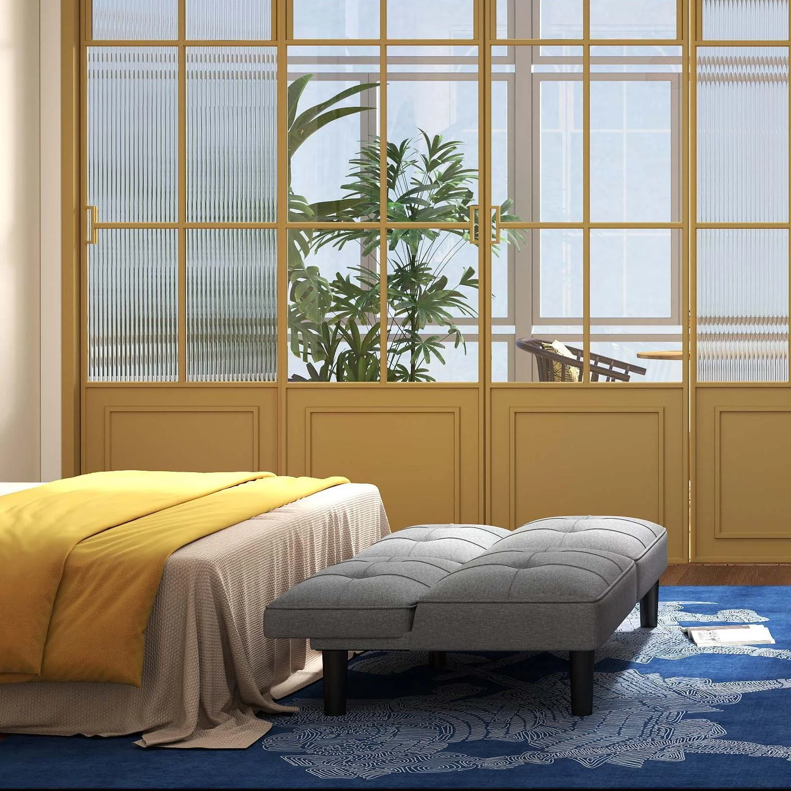 3-Piece Bedroom Bundle, Bedside Table With 3 Drawers, Modern Accent Chair, Convertible Folding Futon Sofa Bed - Image 4