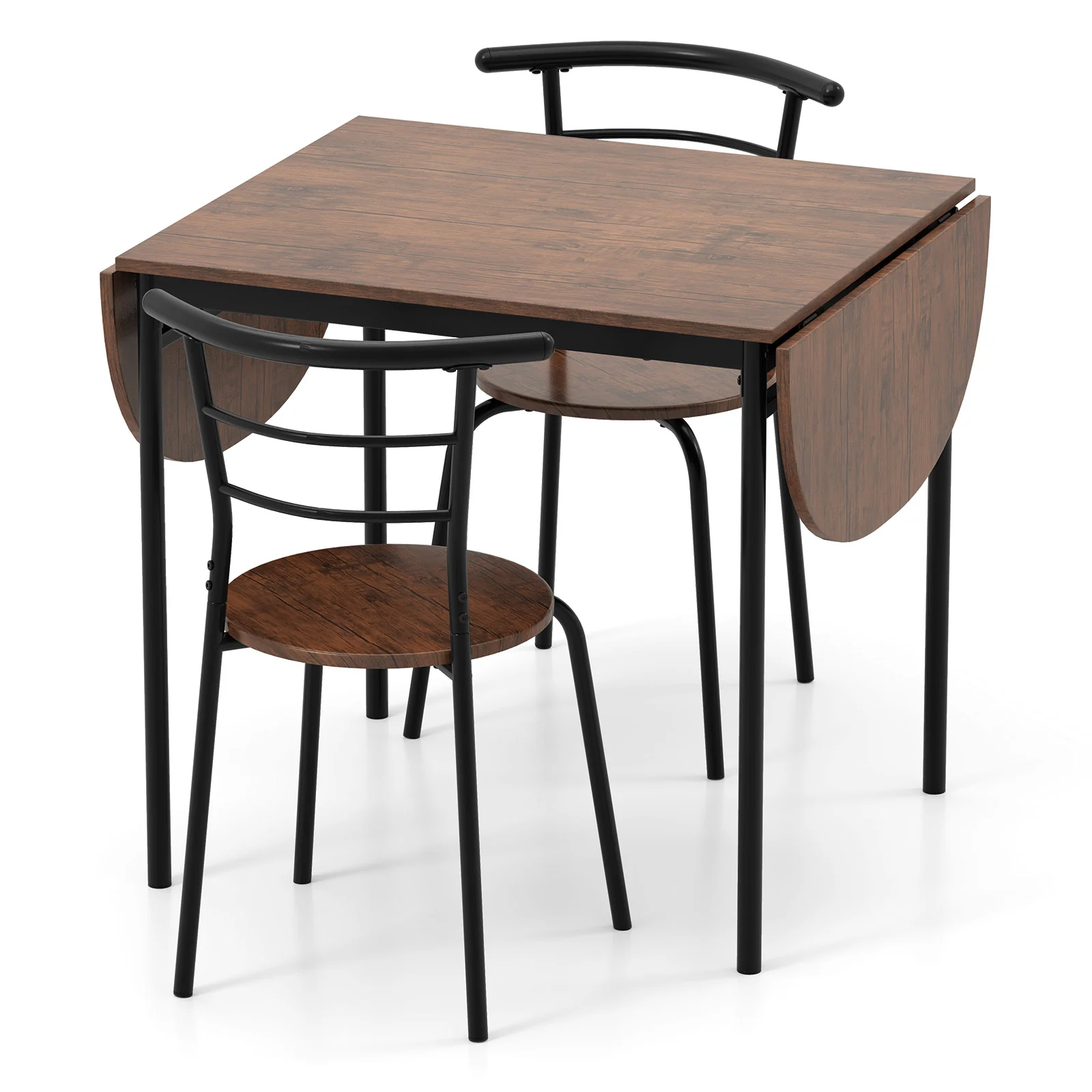 3-Piece Dining Set, 2 Chairs, Modern Kitchen Table, Brown - Image 4