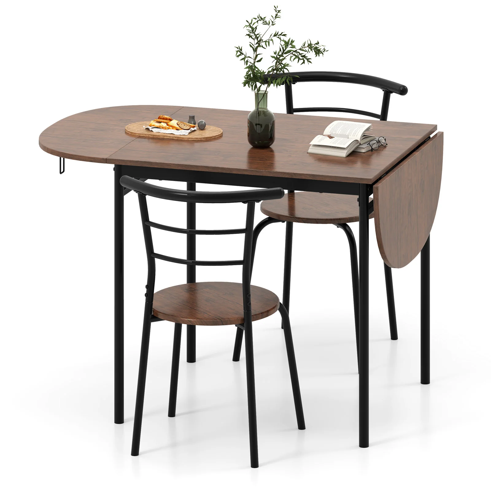 3-Piece Dining Set, 2 Chairs, Modern Kitchen Table, Brown - Image 5