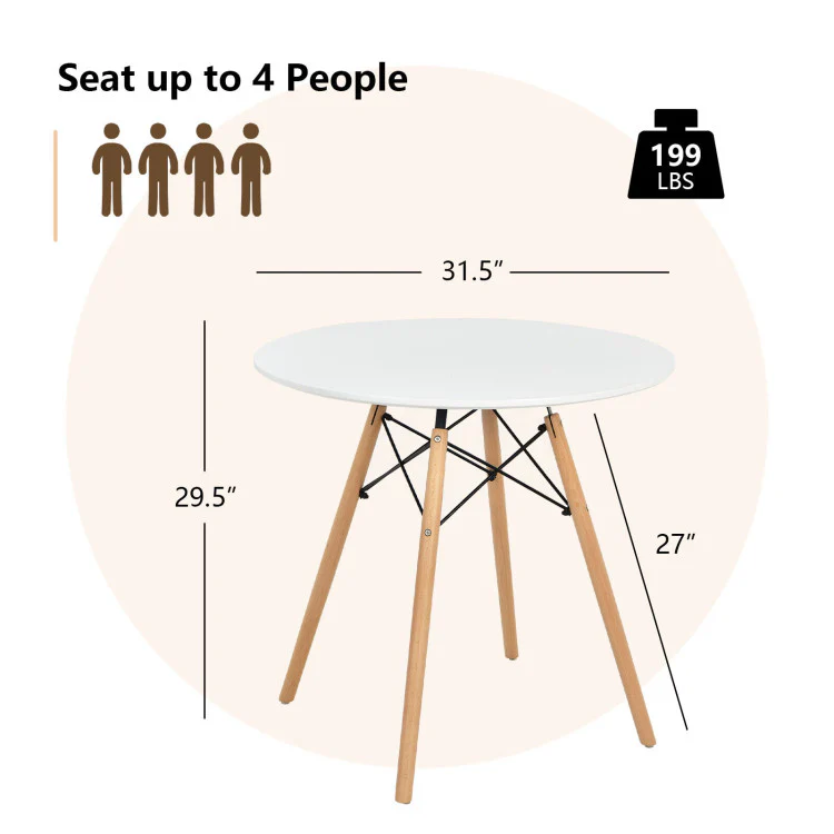 3-Piece Dining Set, Round Table With 2 Hollow Plastic Chairs - Image 5