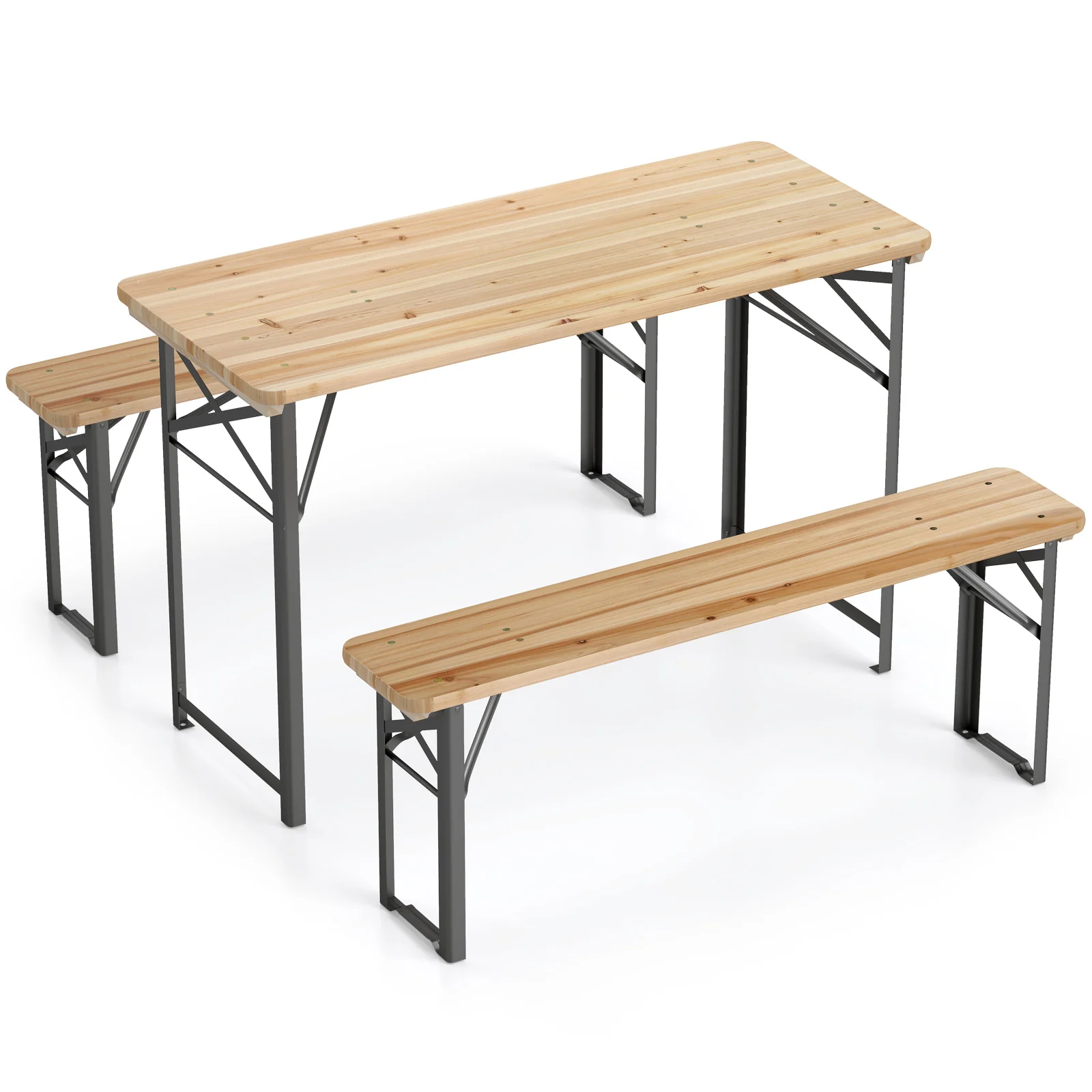 3-Piece Folding Picnic Table With Benches, Portable Camping Set, Black - Image 6