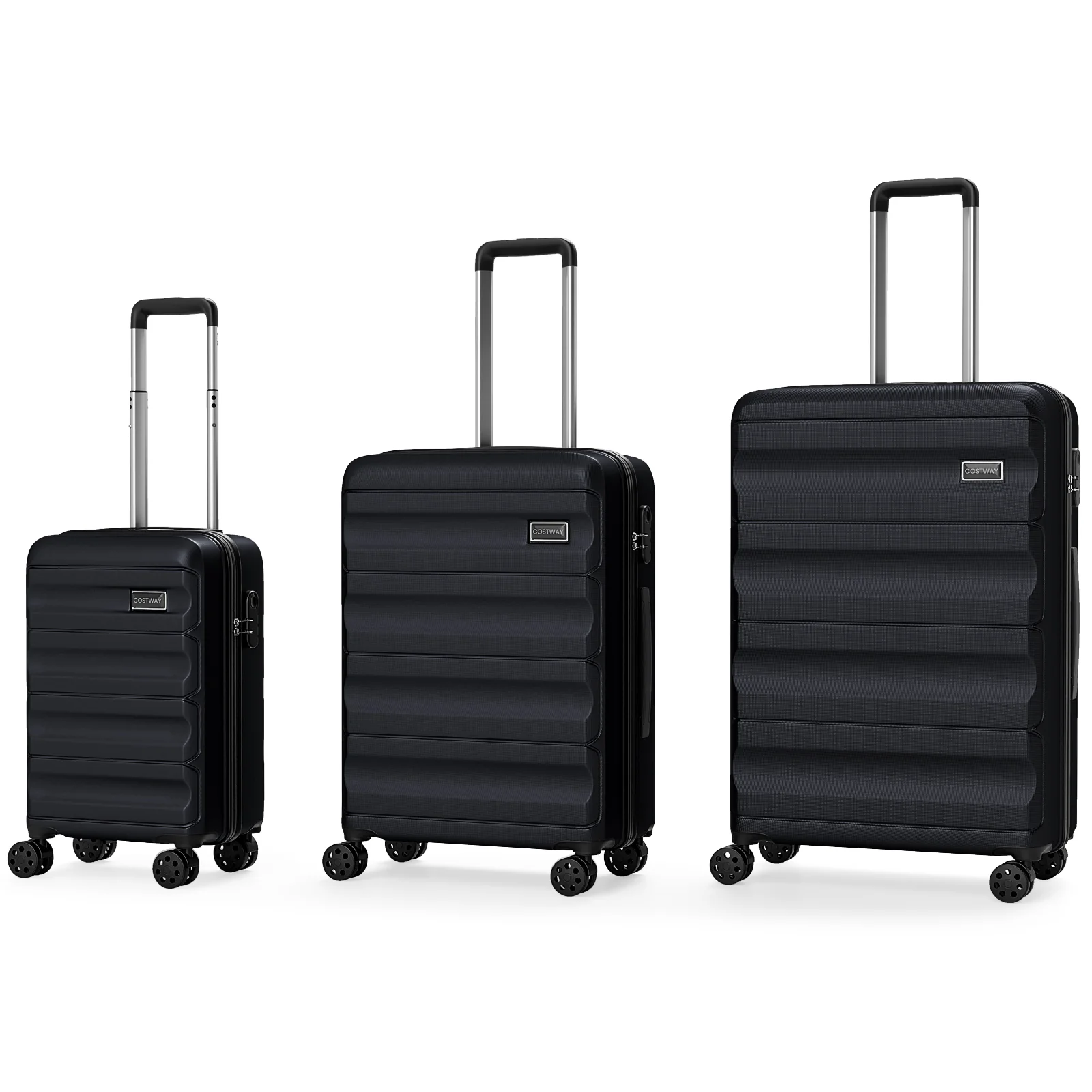 3-Piece Hardside Luggage Set 20/24/28 Inch Lightweight Hardside Suitcases, Black - Image 5