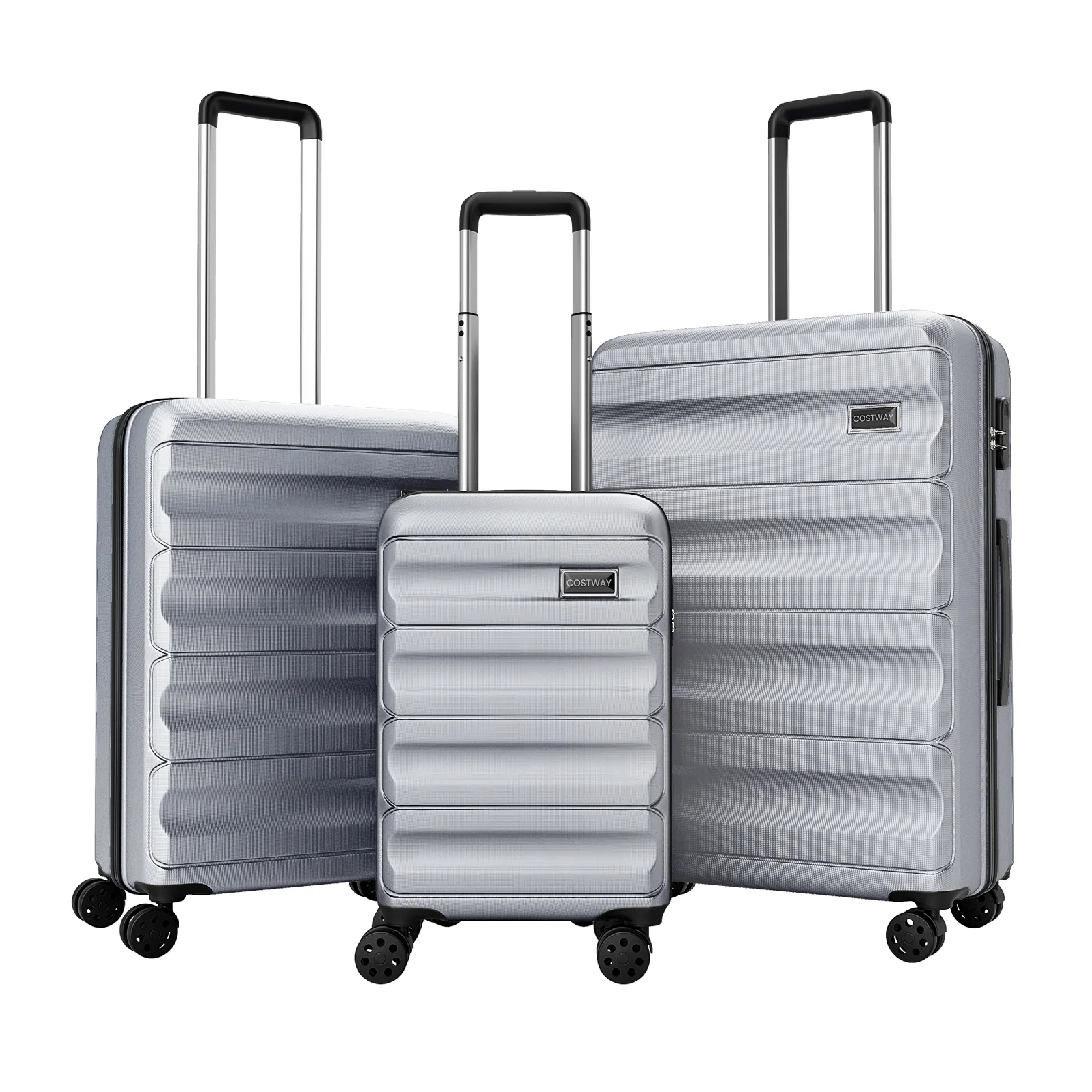 3-Piece Hardside Luggage Set 20/24/28 Inch Lightweight Hardside Suitcases, Gray