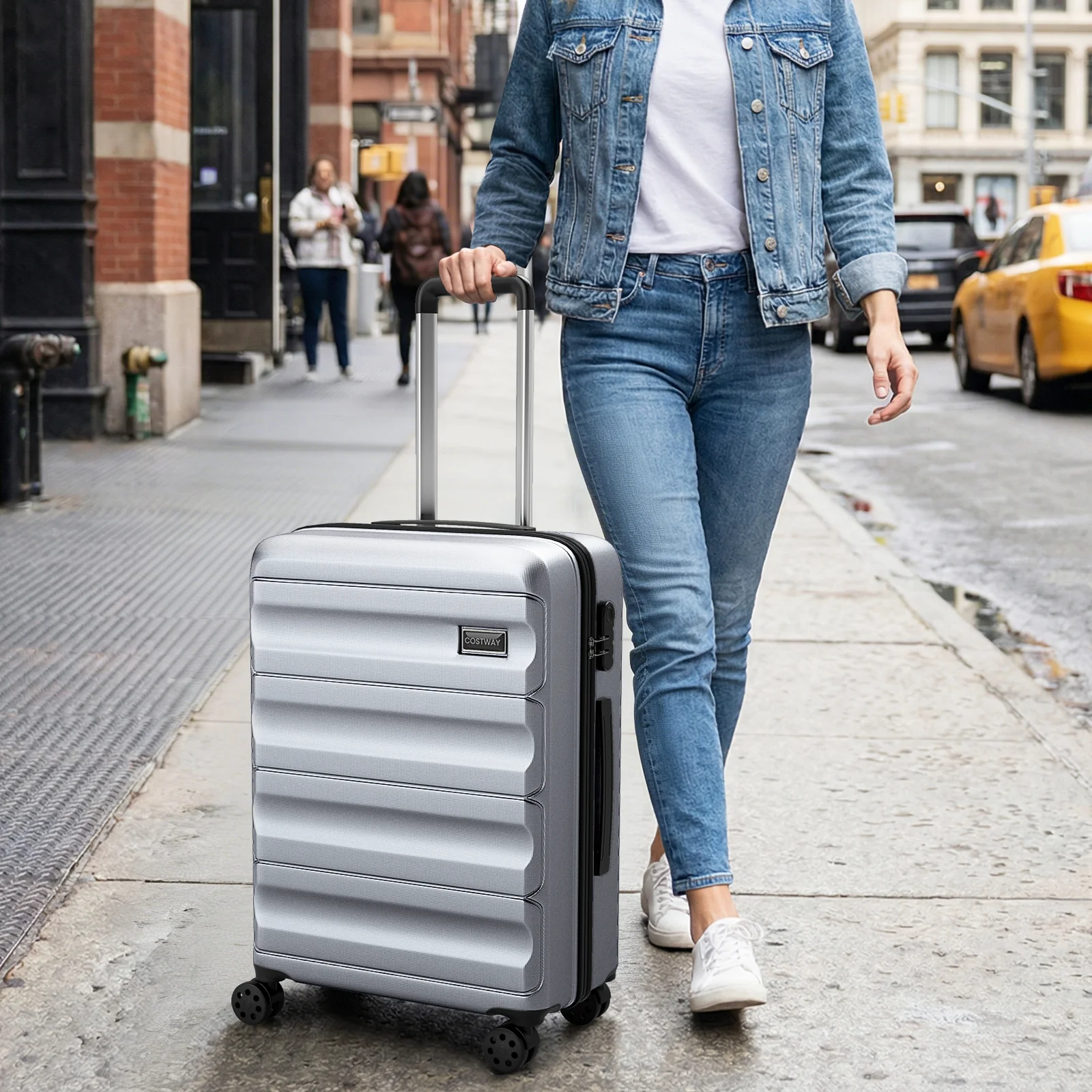 3-Piece Hardside Luggage Set 20/24/28 Inch Lightweight Hardside Suitcases, Gray - Image 3