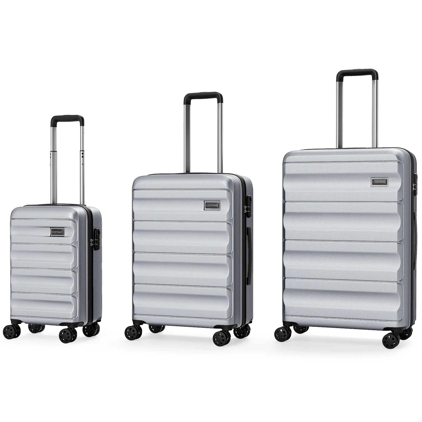 3-Piece Hardside Luggage Set 20/24/28 Inch Lightweight Hardside Suitcases, Gray - Image 5