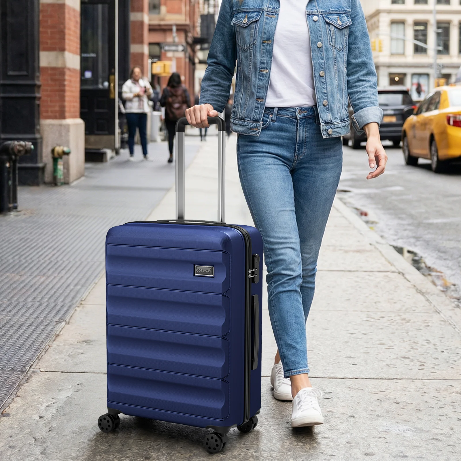 3-Piece Hardside Luggage Set 20/24/28 Inch Lightweight Hardside Suitcases, Navy - Image 3
