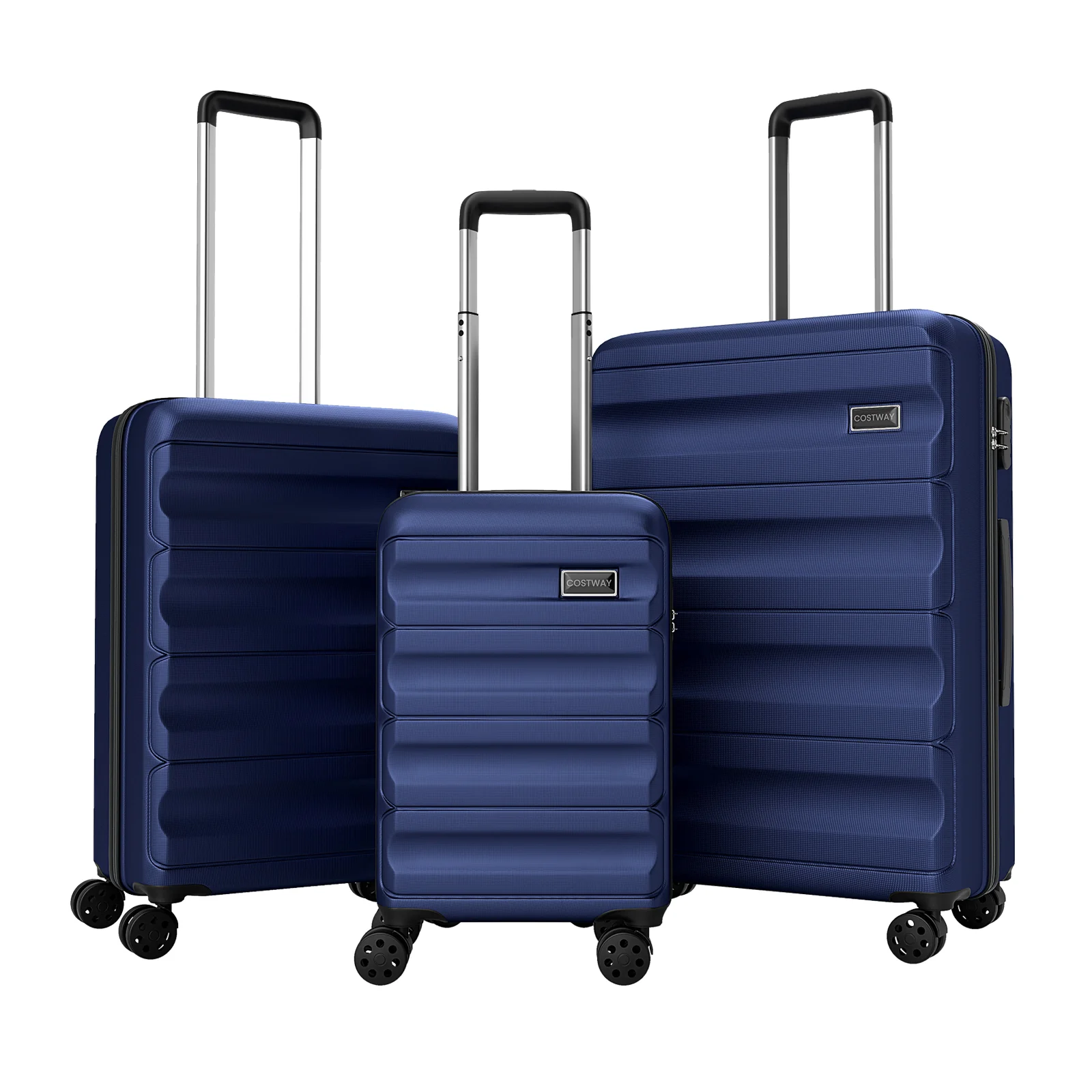 3-Piece Hardside Luggage Set 20/24/28 Inch Lightweight Hardside Suitcases, Navy - Image 4