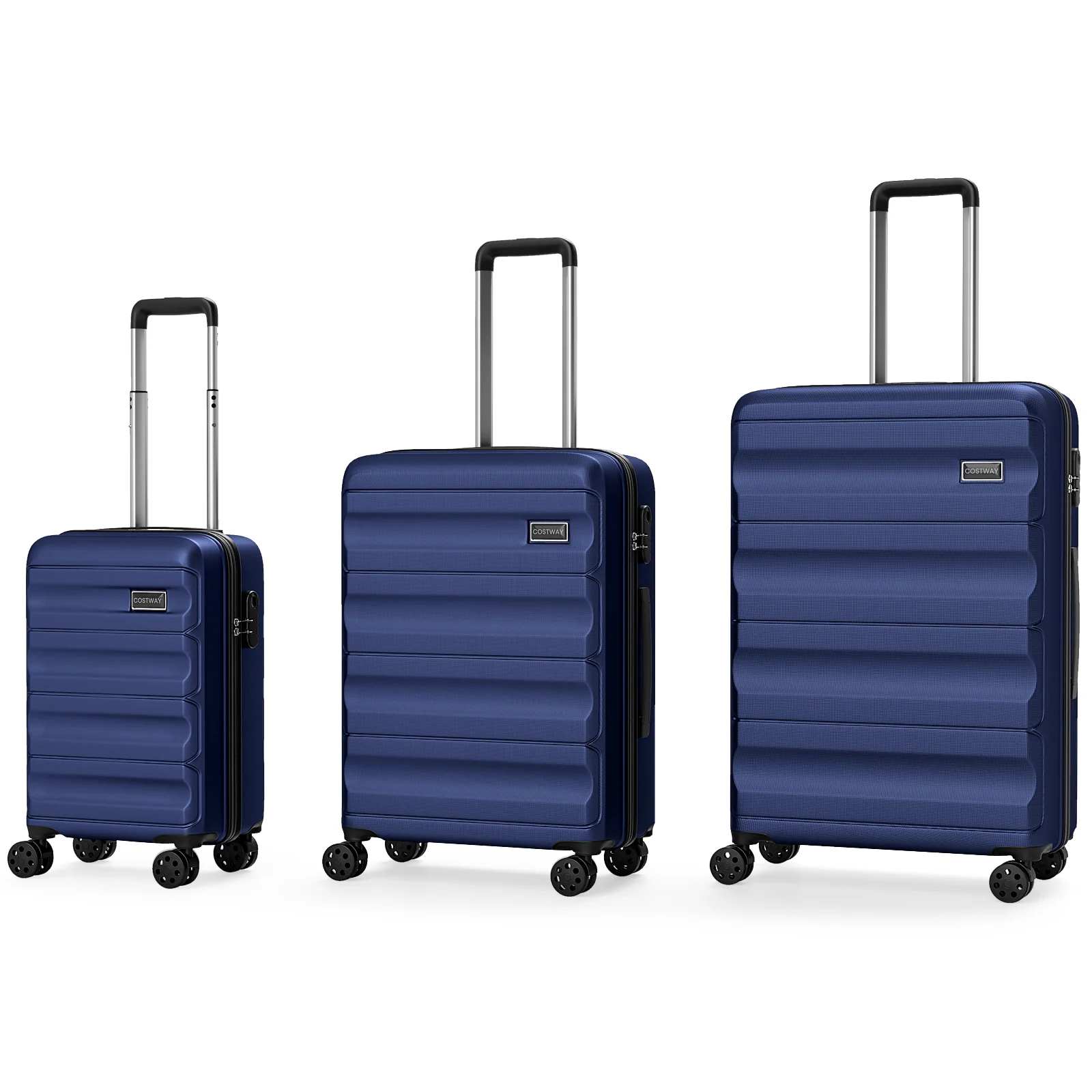 3-Piece Hardside Luggage Set 20/24/28 Inch Lightweight Hardside Suitcases, Navy - Image 5