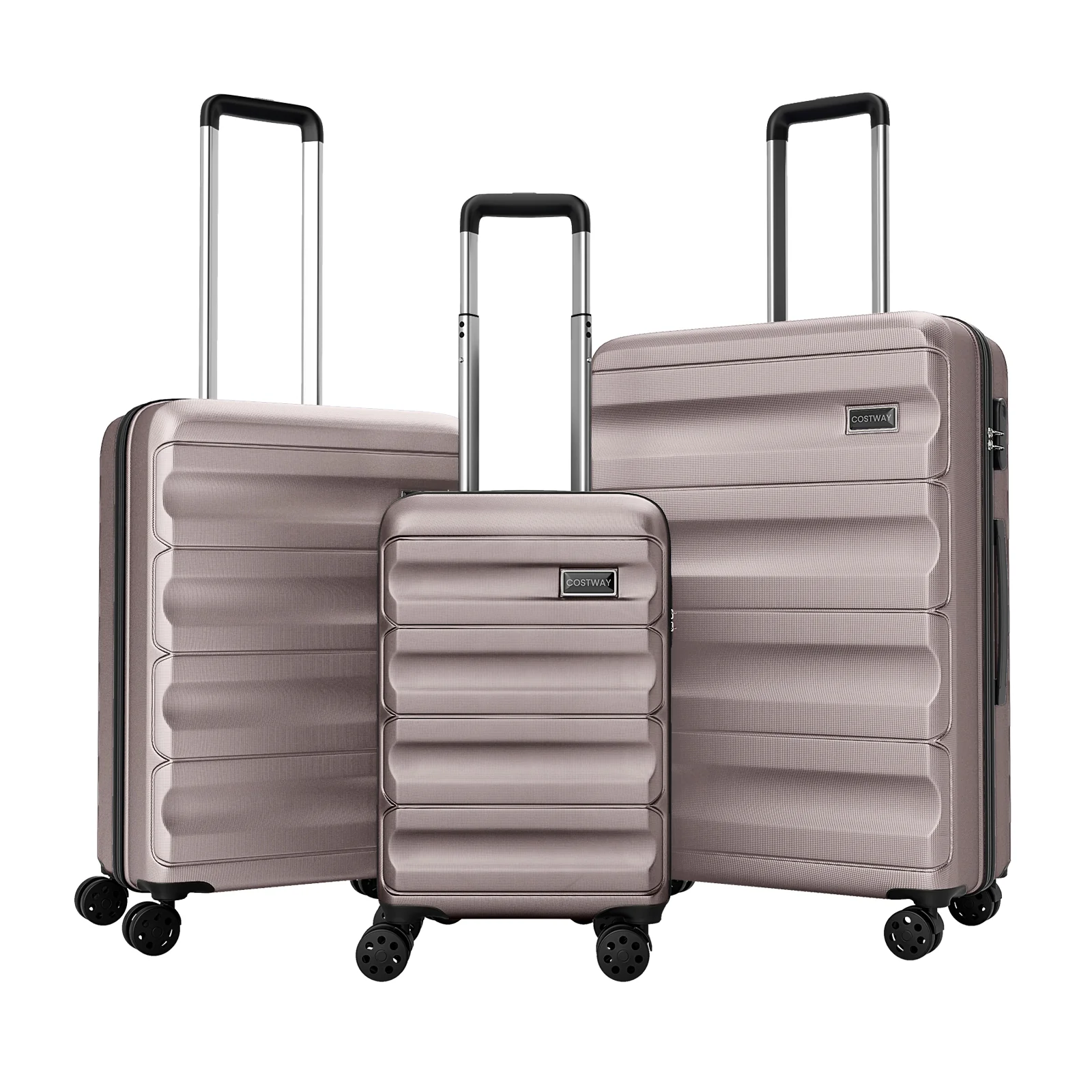 3-Piece Hardside Luggage Set 20/24/28 Inch Lightweight Hardside Suitcases, Pink