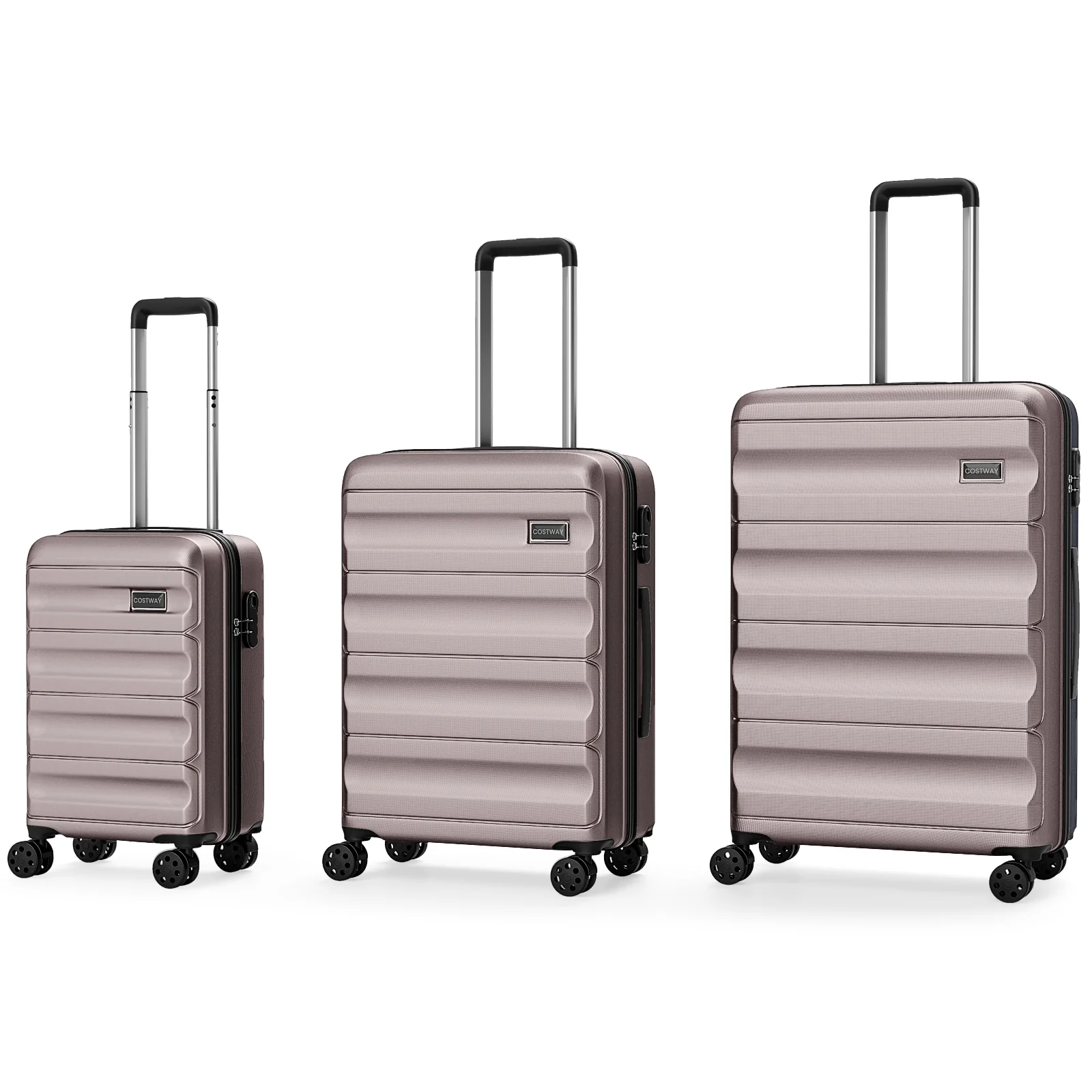 3-Piece Hardside Luggage Set 20/24/28 Inch Lightweight Hardside Suitcases, Pink - Image 5