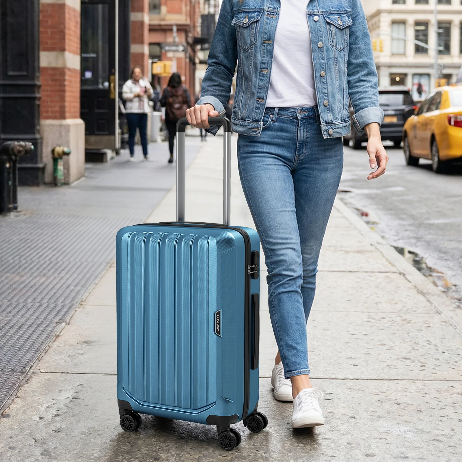 3-Piece Hardside Luggage Set (20/24/28 Inch) Lightweight with 3-Digital Lock, Blue - Image 3