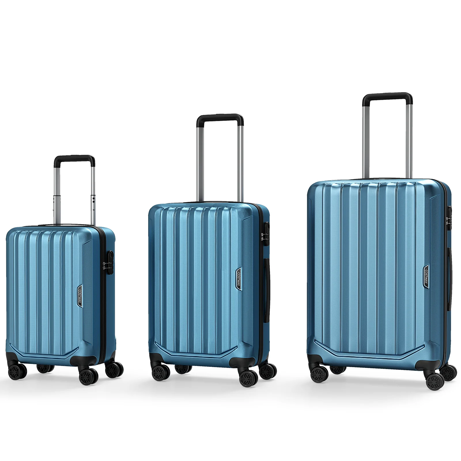 3-Piece Hardside Luggage Set (20/24/28 Inch) Lightweight with 3-Digital Lock, Blue - Image 5