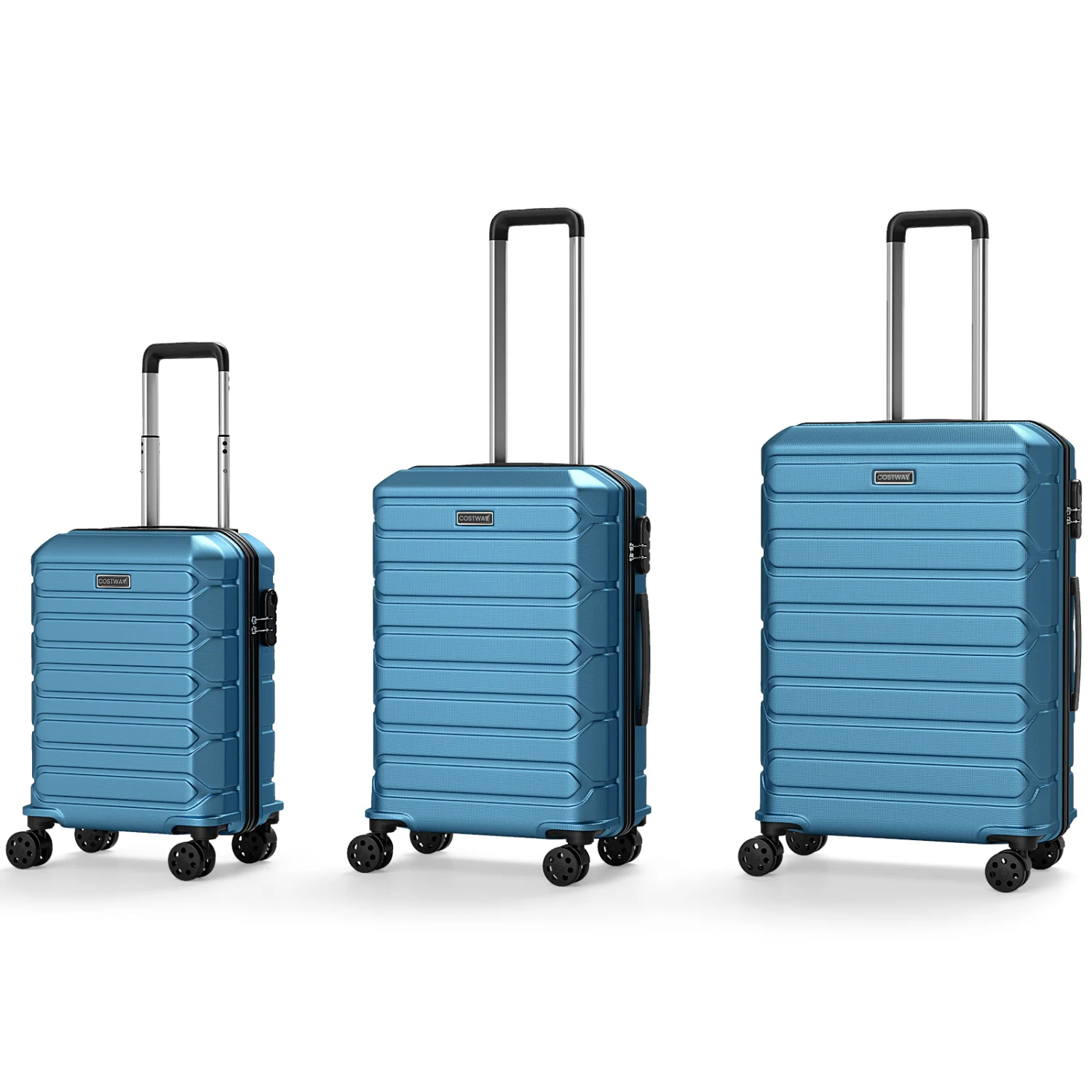 3-Piece Hardside Luggage Set Lightweight Hardside Suitcases with 8-Spinner Wheels, Blue - Image 5
