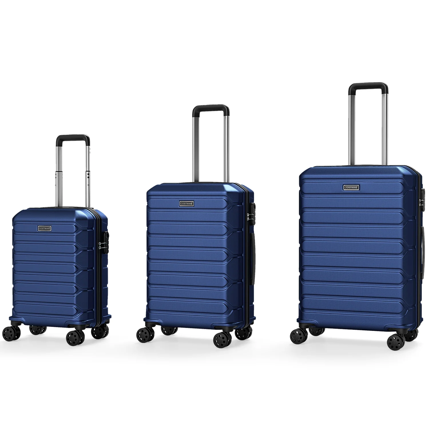3-Piece Hardside Luggage Set Lightweight Hardside Suitcases with 8-Spinner Wheels, Navy - Image 5