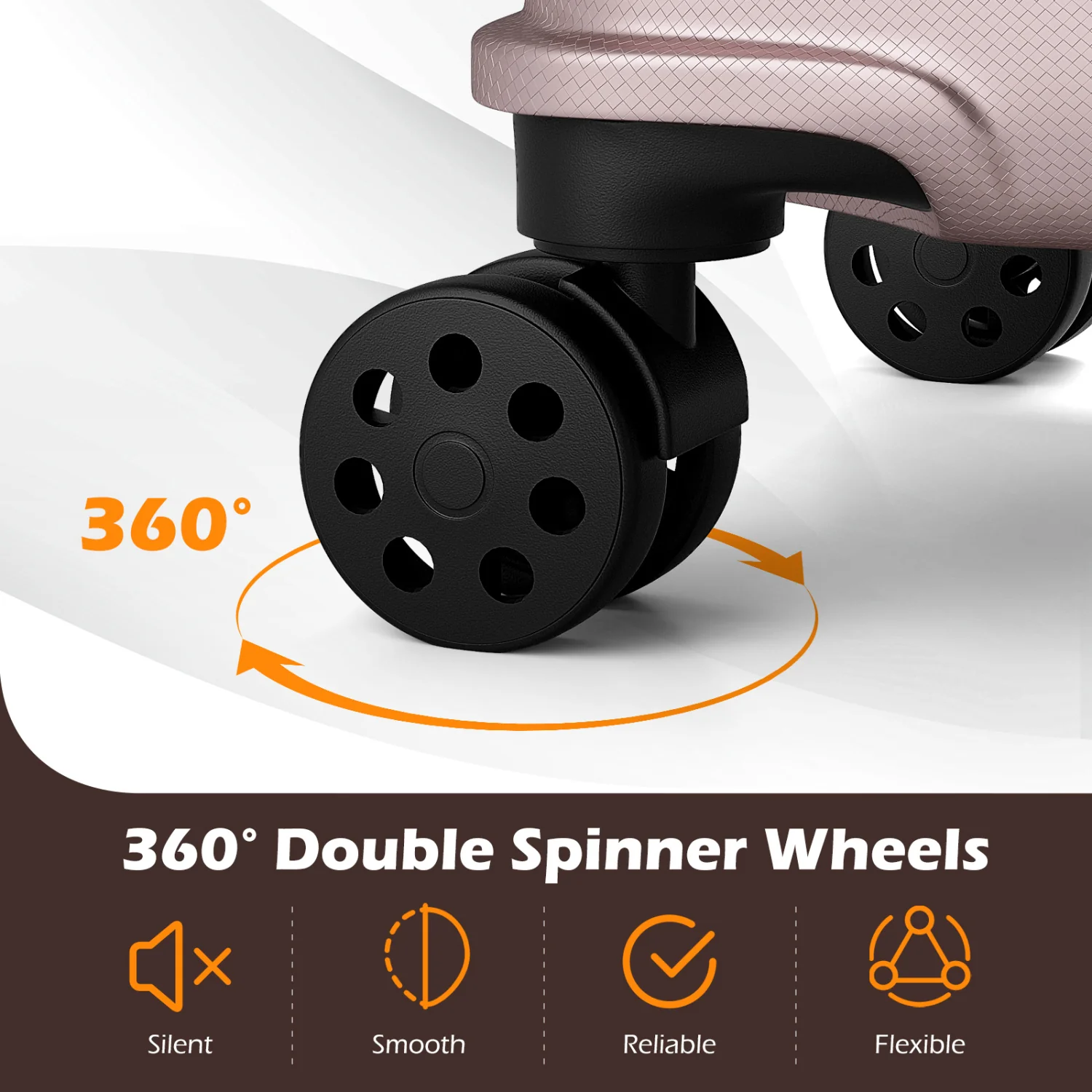 3-Piece Hardside Luggage Set Lightweight Hardside Suitcases with 8-Spinner Wheels, Pink - Image 8