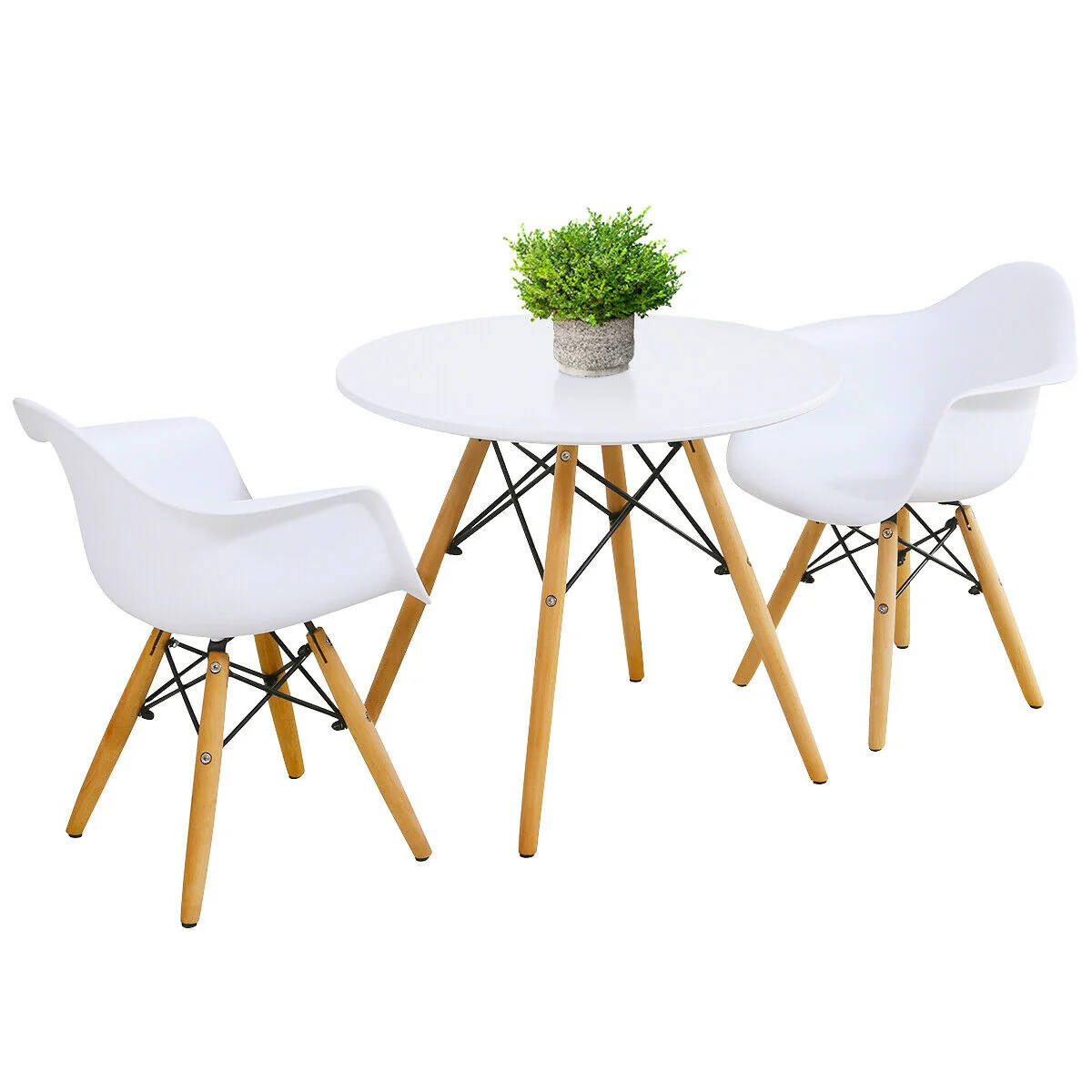 3 Piece Kids Modern Round Table Chair Set, White - Image 8