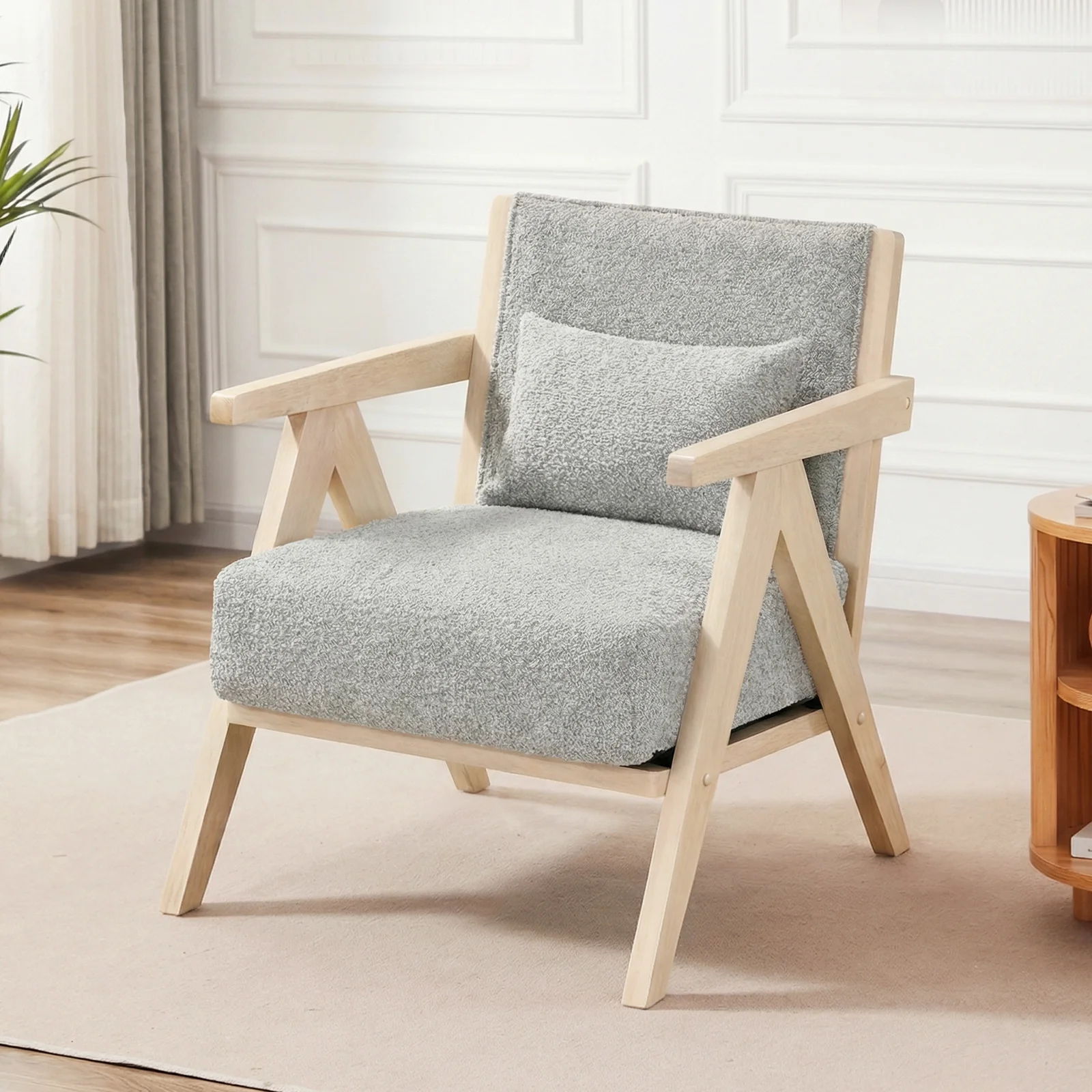 3-Piece Living Room Set, Rubber Wood Frame, Gray - Image 6