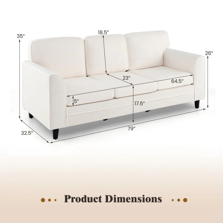 3-Piece Living Room Set, Teddy Sofa, Bookshelf, Foldable Murphy Bed - Image 7