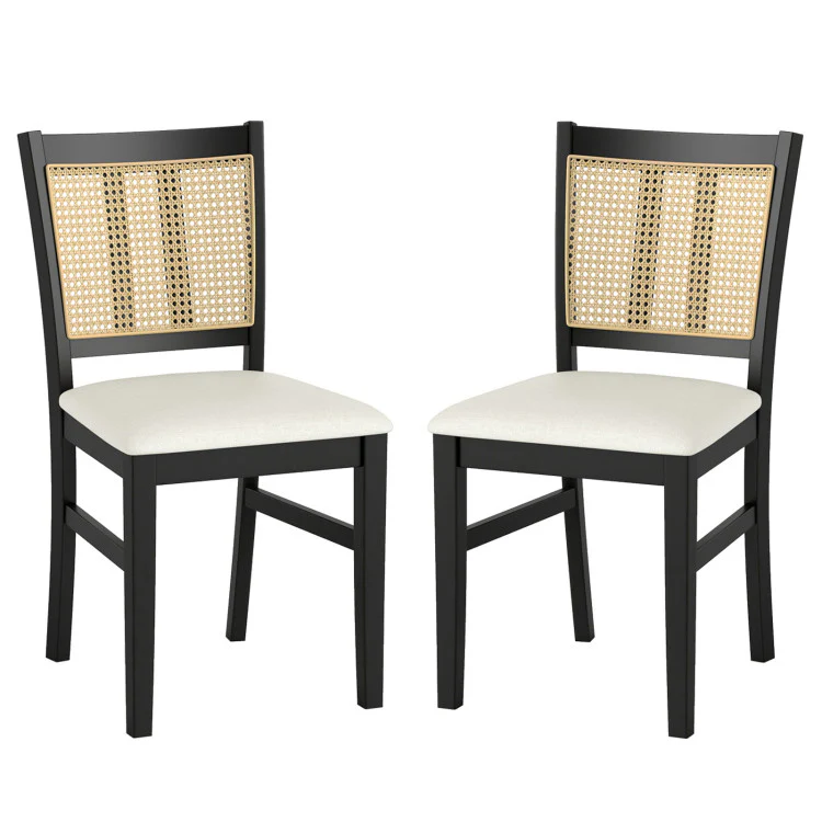 3-Piece Mid-Century Dining Set with 36” Round Pedestal Table and 2 Farmhouse Rattan Dining Chairs - Image 6