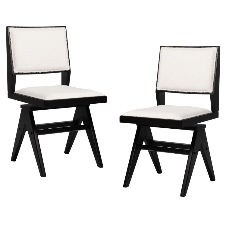 3-Piece Mid-Century Dining Set with 36” Round Pedestal Table and 2 Swivel Sherpa Upholstered Chairs - Image 6