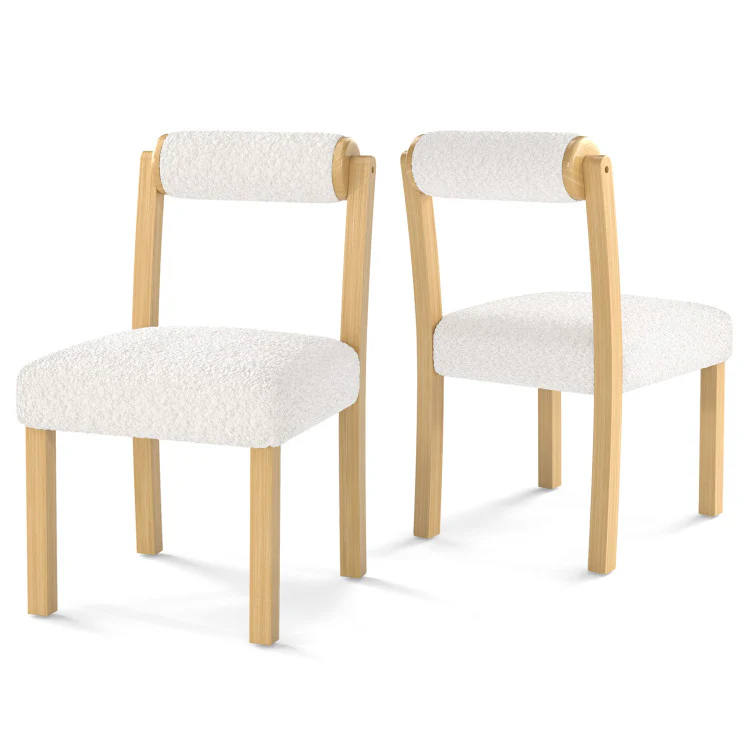 3-Piece Modern Dining Room Set: Wooden Dining Chairs + Bamboo Sideboard Cabinet + Tall Storage Cabinet, Natural - Image 5