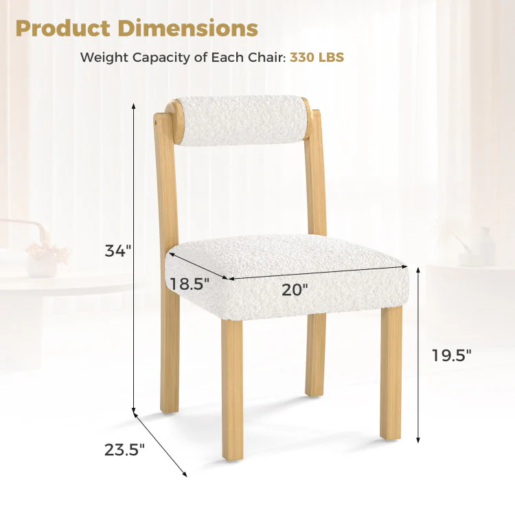 3-Piece Modern Dining Room Set: Wooden Dining Chairs + Bamboo Sideboard Cabinet + Tall Storage Cabinet, Natural - Image 8