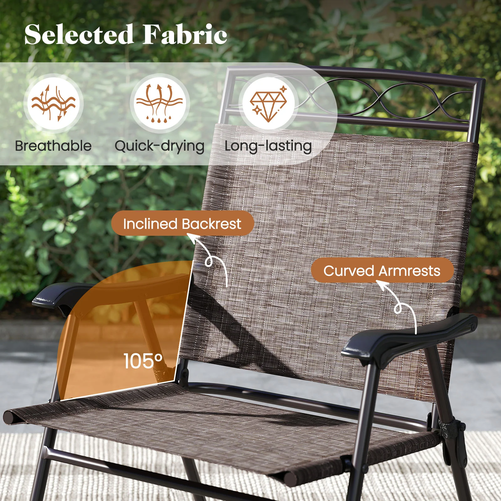 3 Piece Outdoor Bistro Set, 1.57 Inch Umbrella Hole, Brown - Image 7