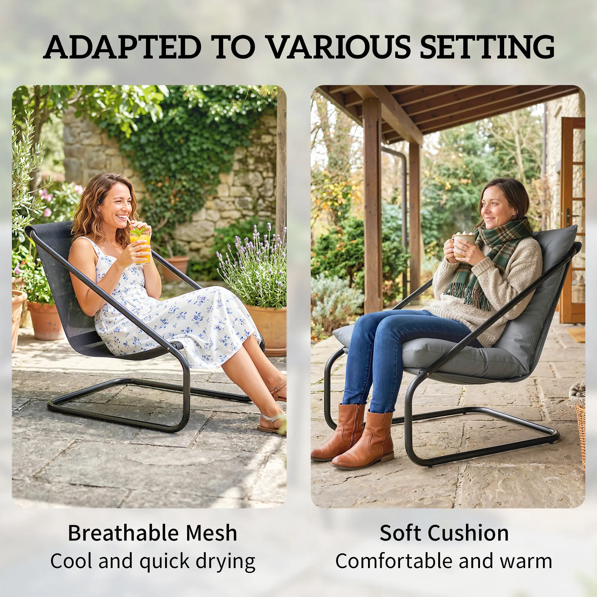 3 Piece Outdoor Bistro Set, 2 Chairs And Table, Light Grey - Image 6