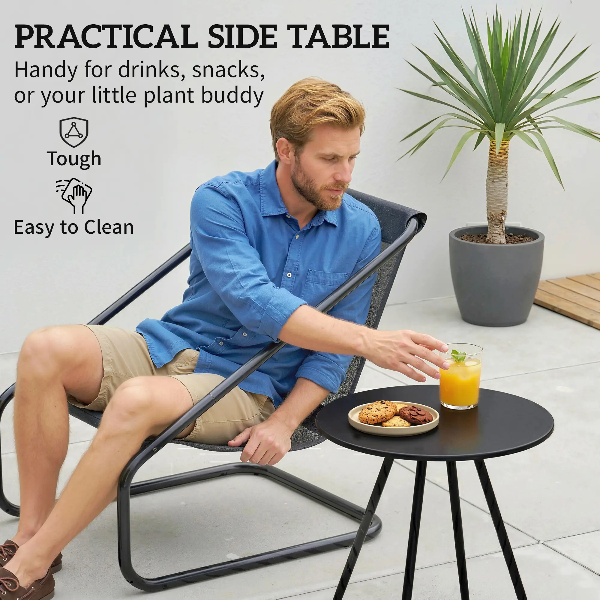 3 Piece Outdoor Bistro Set, 2 Chairs And Table, Light Grey - Image 9