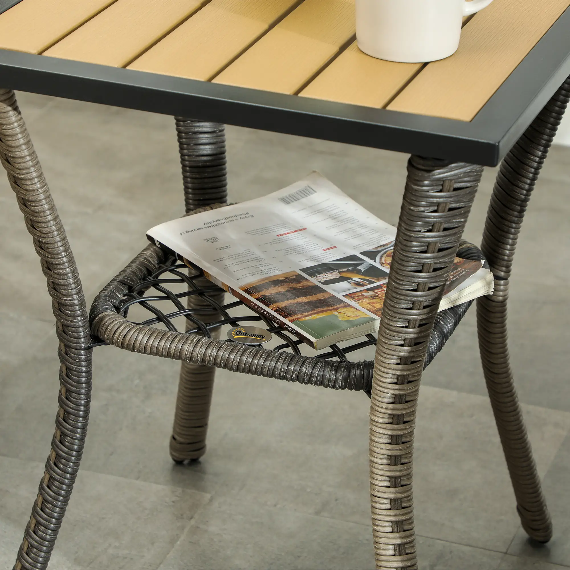 3 Piece Outdoor Bistro Set, Wicker Swivel Glider Chairs, Grey - Image 10