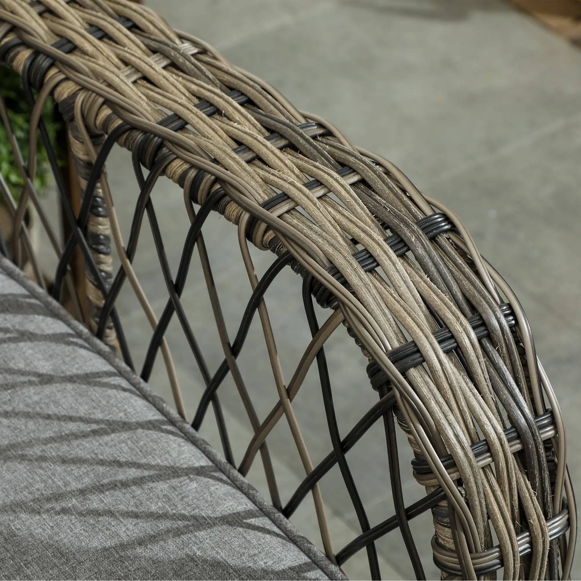 3 Piece Outdoor Bistro Set, Wicker Swivel Glider Chairs, Grey - Image 9