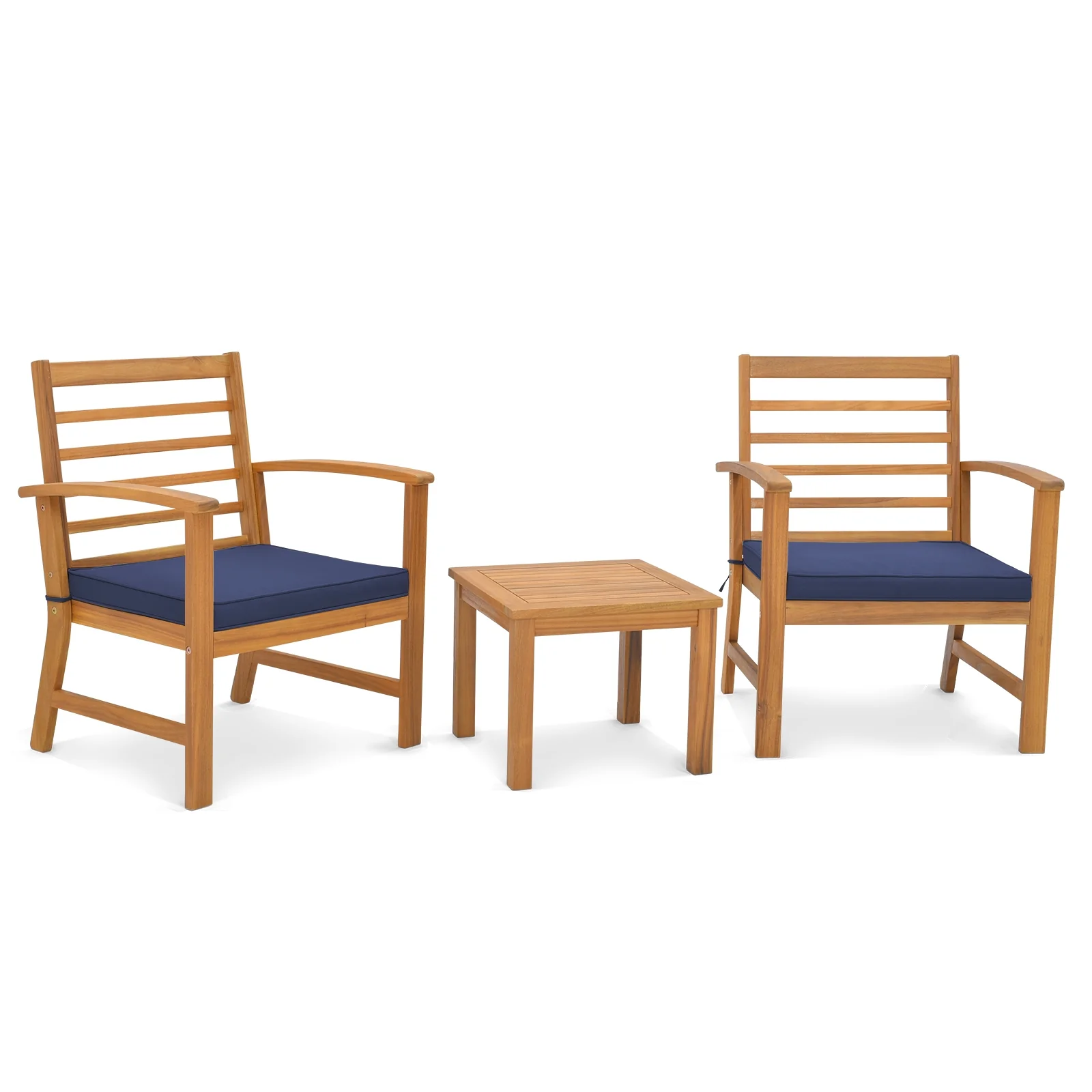 3 Piece Outdoor Furniture Set, Soft Seat Cushions, Navy - Image 5