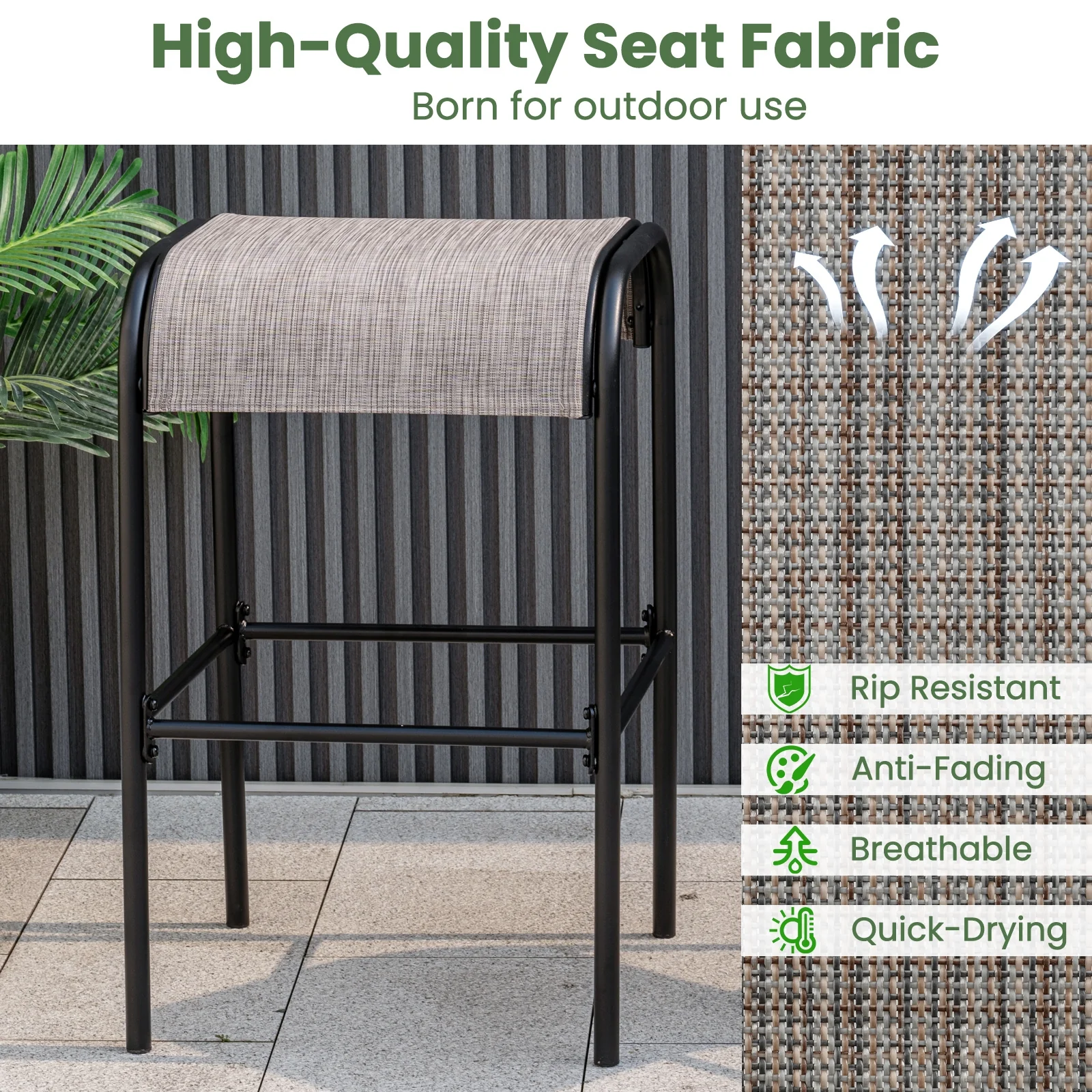3 Piece Outdoor Round Bar Table Set, 1.6 Inches Umbrella Hole - Image 7