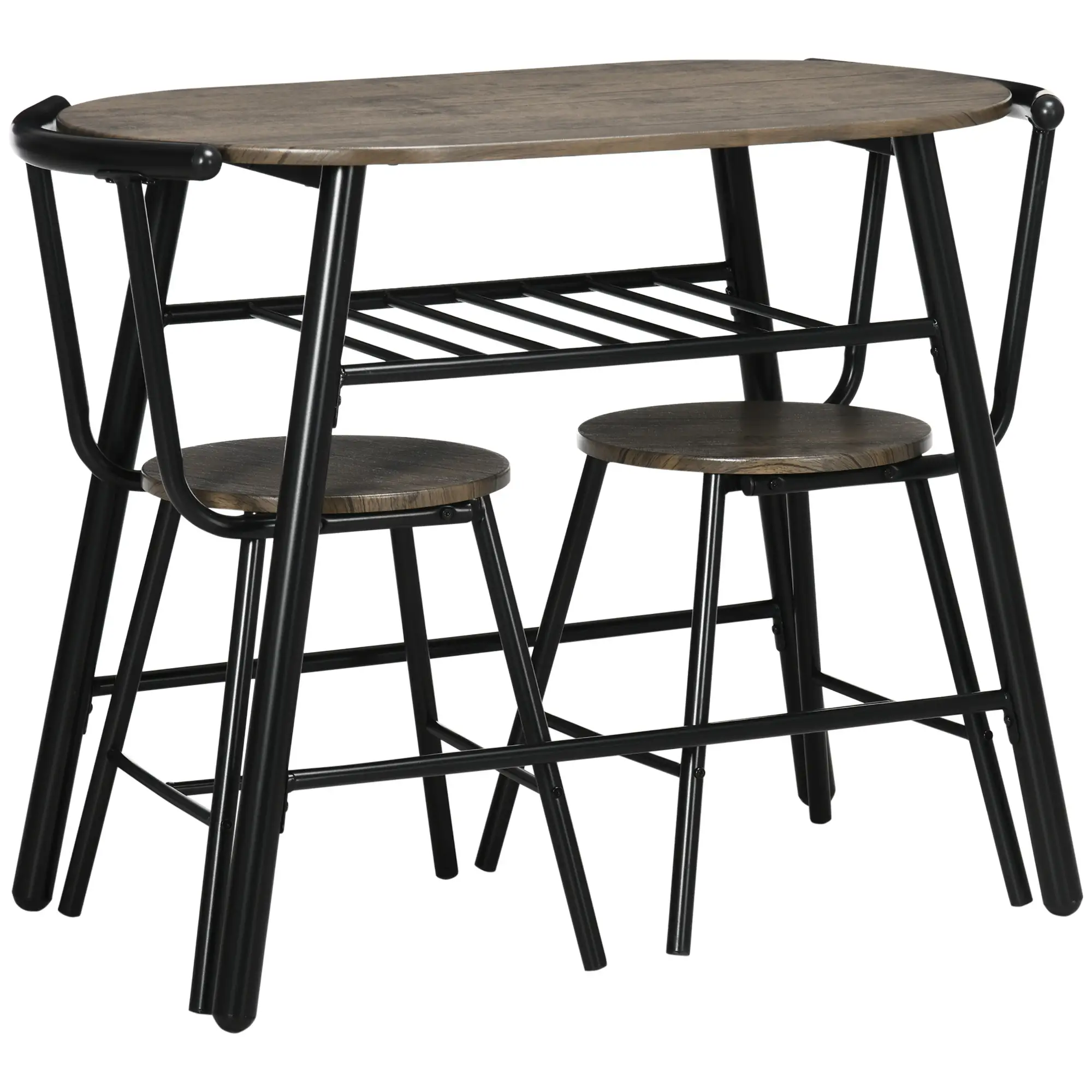 3-Piece Oval Dining Table Set, 2 Chairs, Metal Frame, 35.4" x 19.7" x 29.5" - Image 11