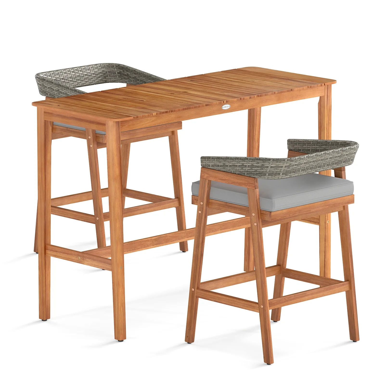 3-Piece Patio Bar Set, Counter Height, 2 Cushioned Barstools - Image 4