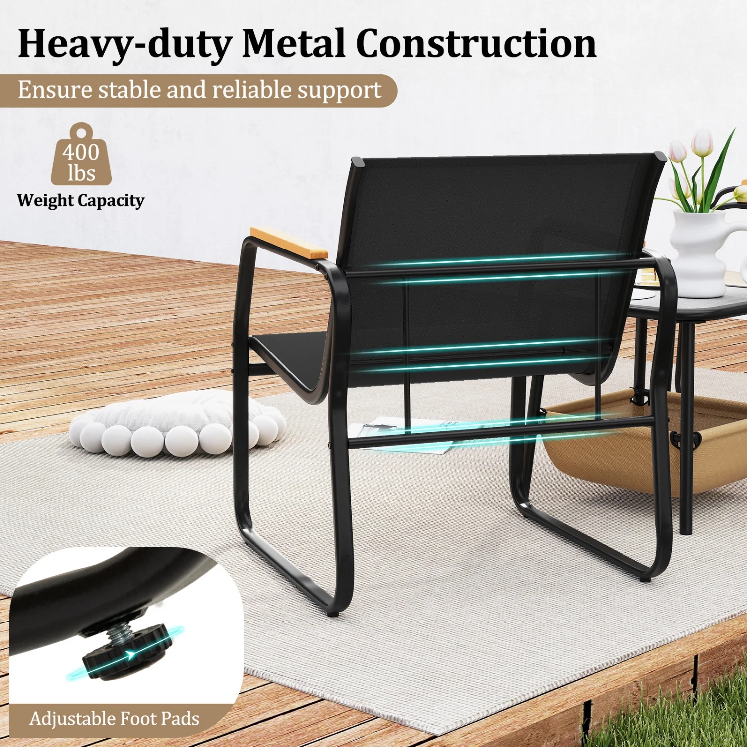 3-Piece Patio Bistro Set, Black - Image 7