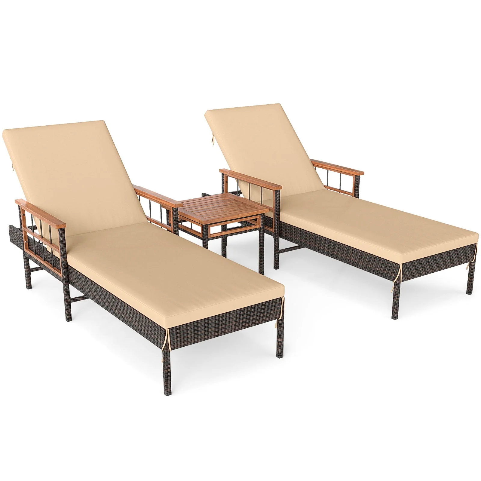 3 Piece Patio Chaise Lounge Set, Poolside