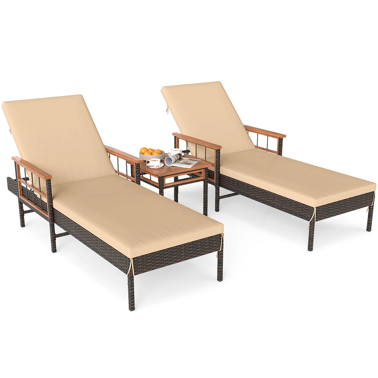 3 Piece Patio Chaise Lounge Set, Poolside - Image 4