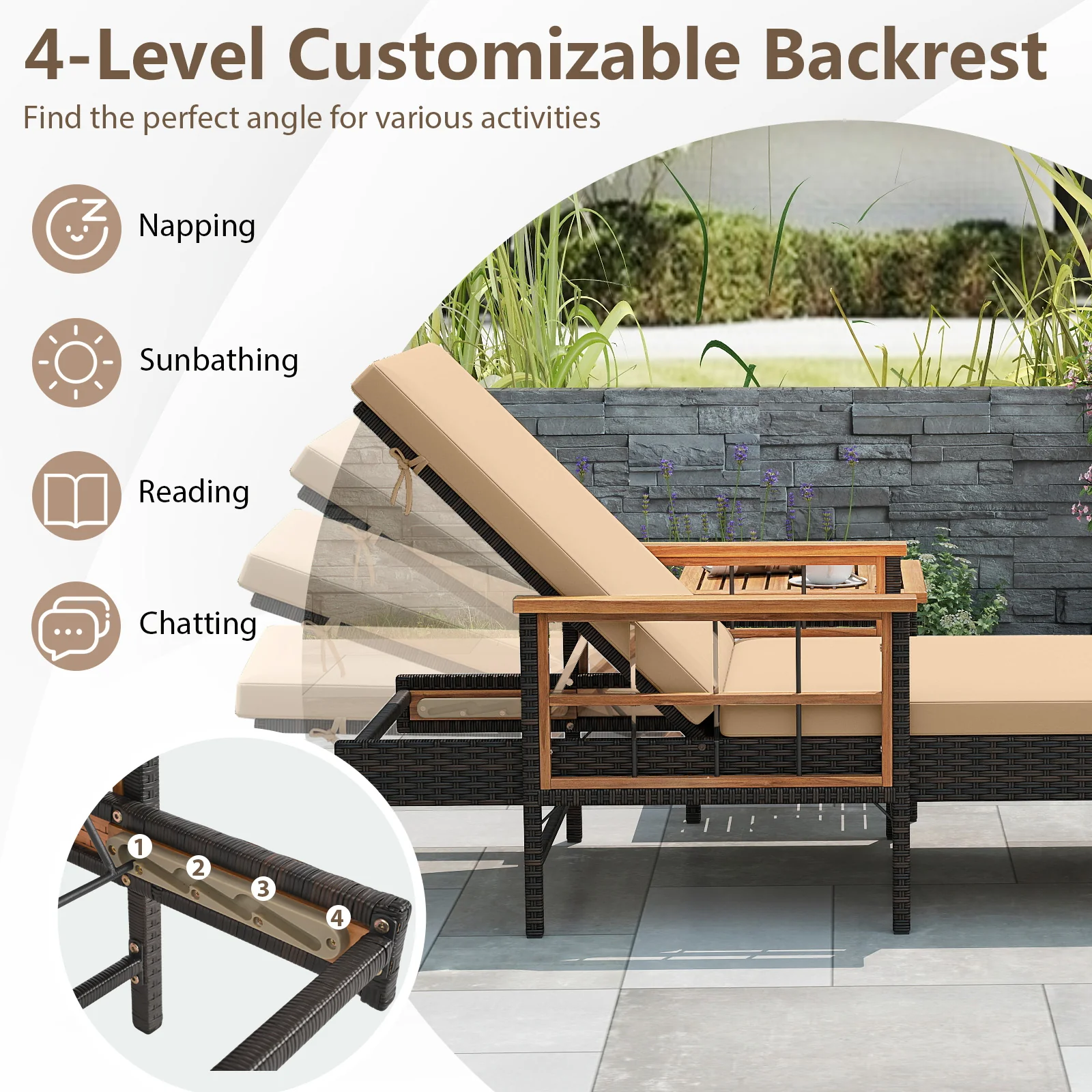 3 Piece Patio Chaise Lounge Set, Poolside - Image 7