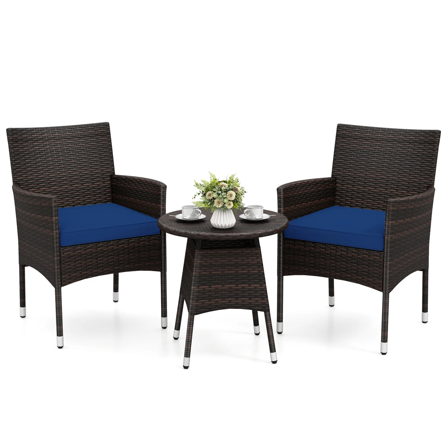 3 Piece Patio Furniture Set, Bistro Set, Navy