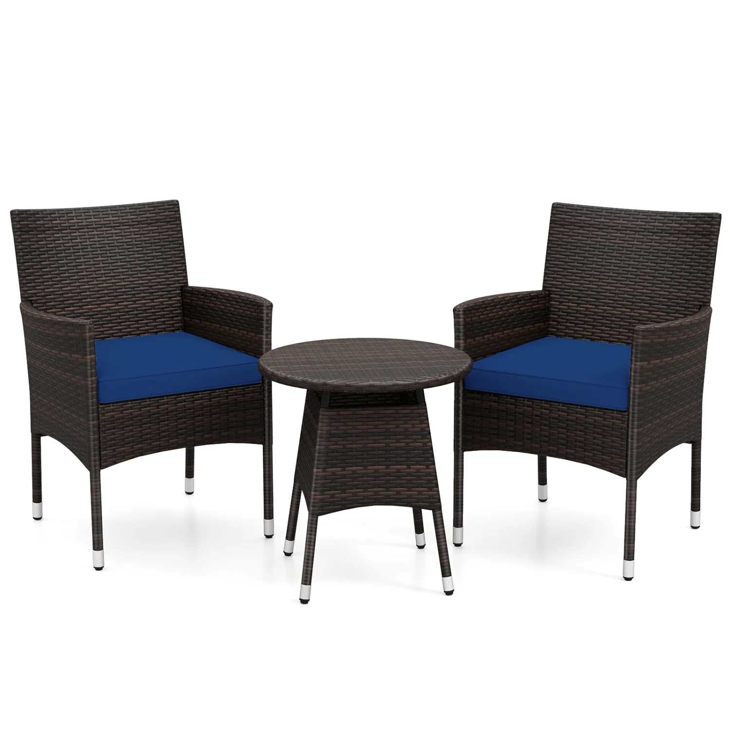 3 Piece Patio Furniture Set, Bistro Set, Navy - Image 2