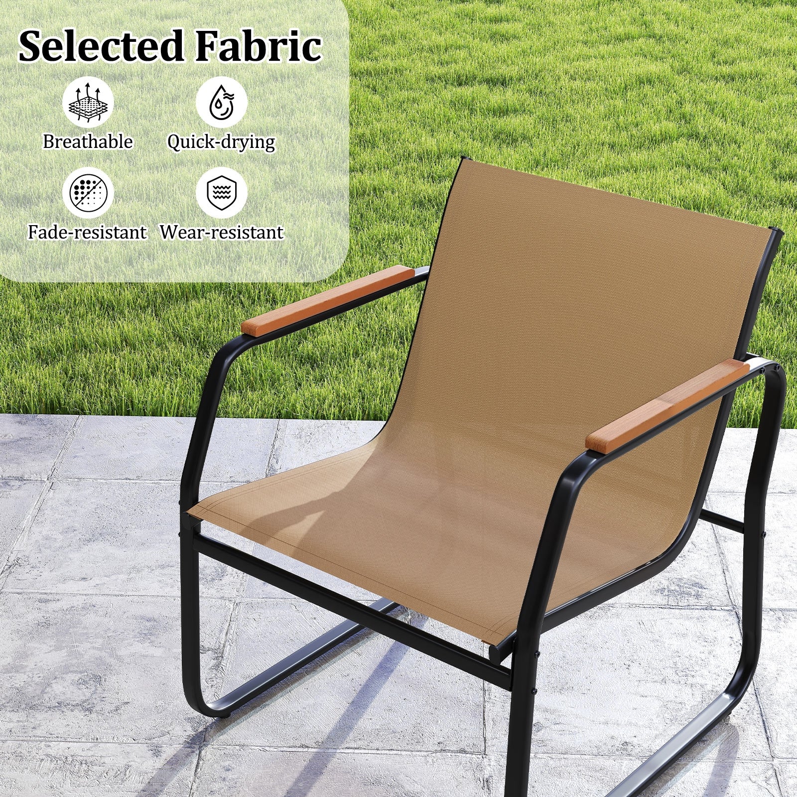 3 Piece Patio Furniture Set, Outdoor Bistro Conversation Set, Brown - Image 8
