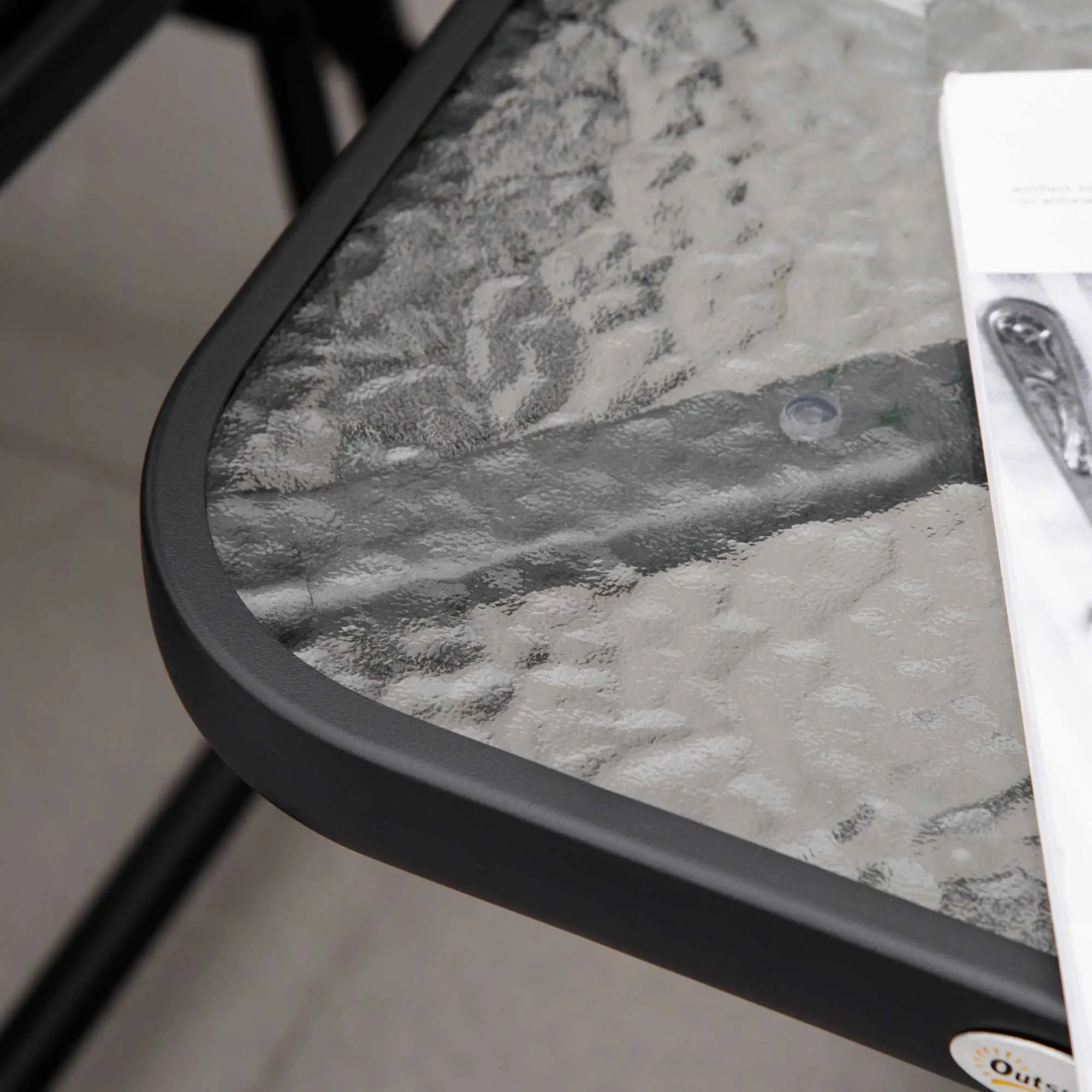 3 Piece Patio Glider Set, Breathable Mesh Seat, Glass Top Table, Black - Image 10