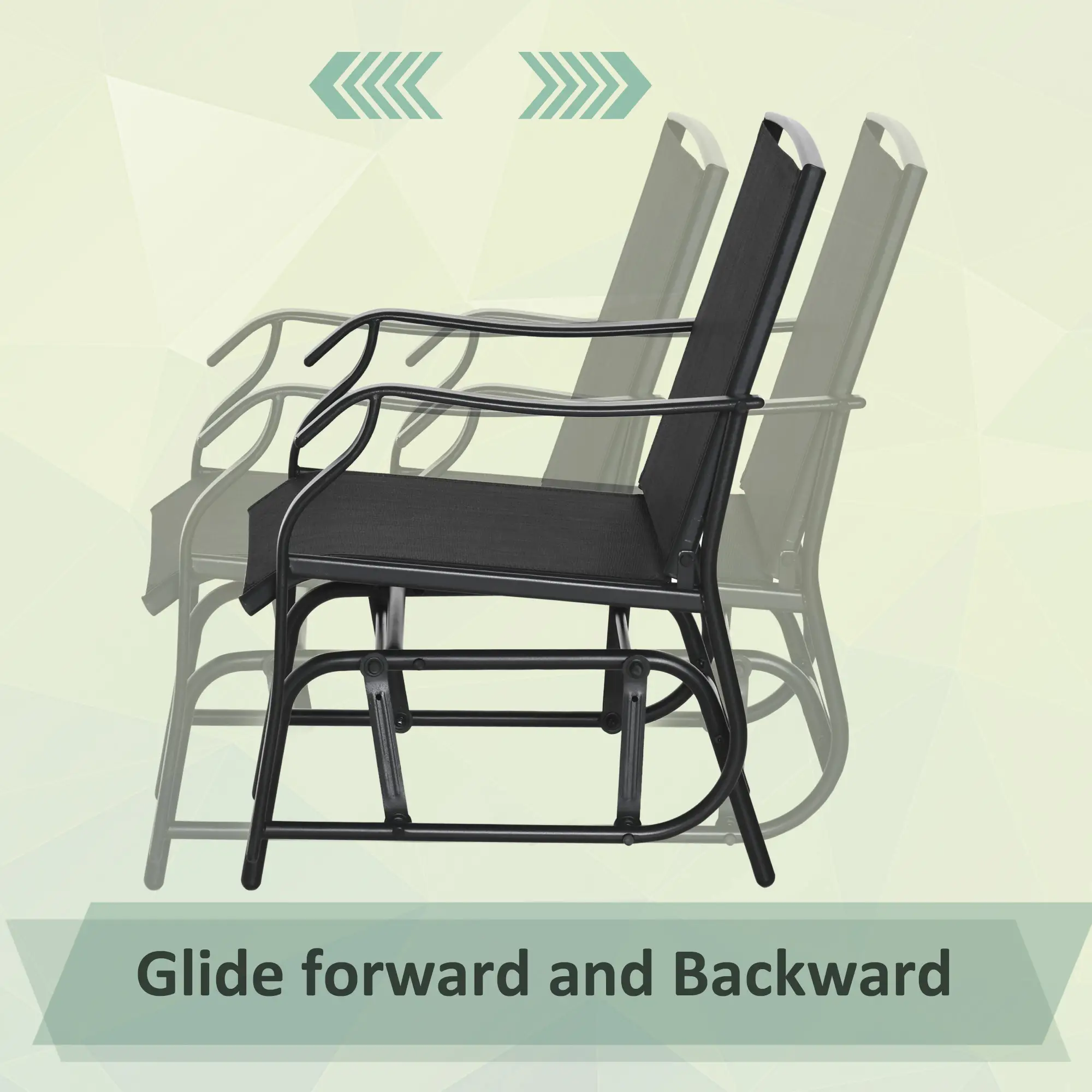 3 Piece Patio Glider Set, Breathable Mesh Seat, Glass Top Table, Black - Image 4