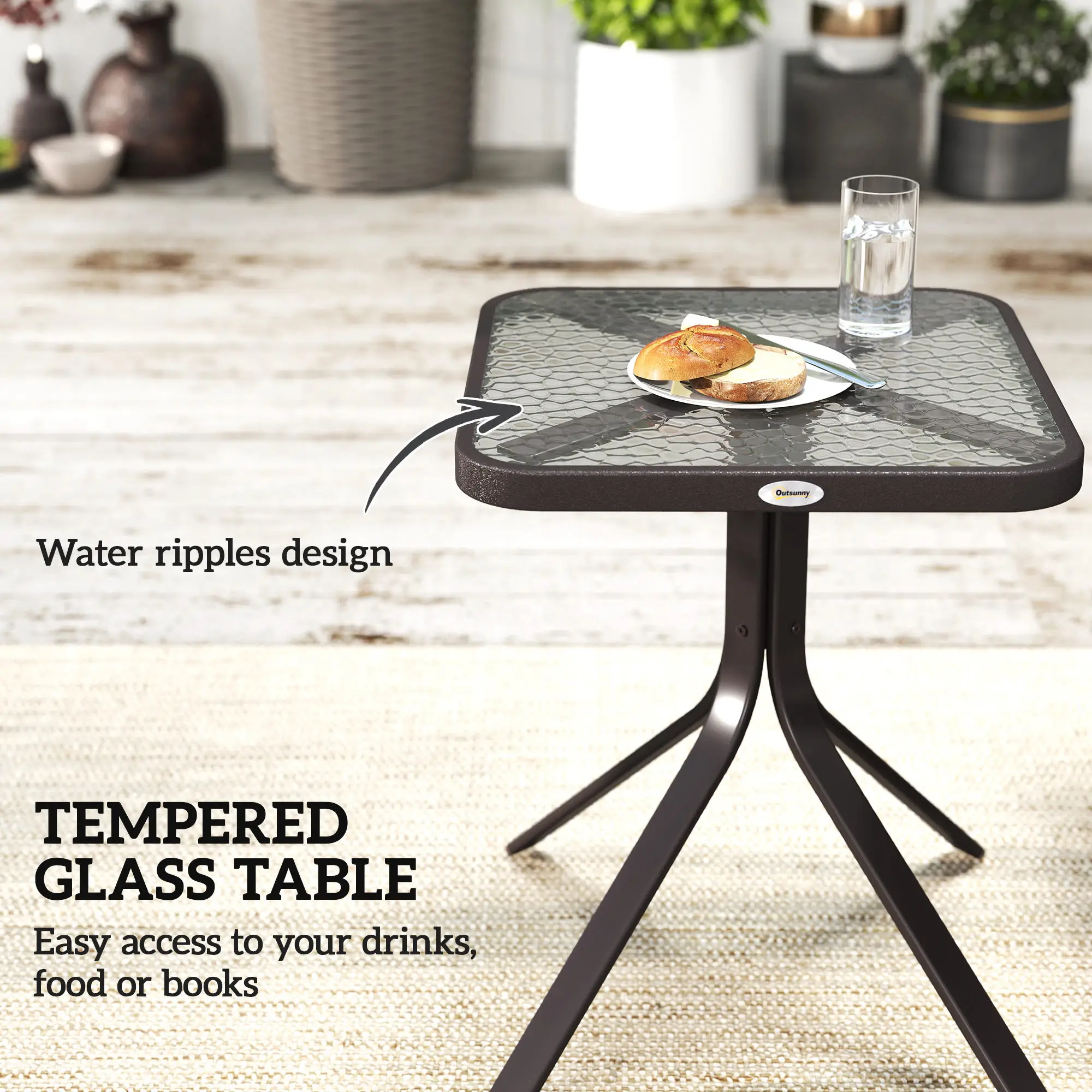 3 Piece Patio Glider Set, Breathable Mesh Seat, Glass Top Table, Grey - Image 9