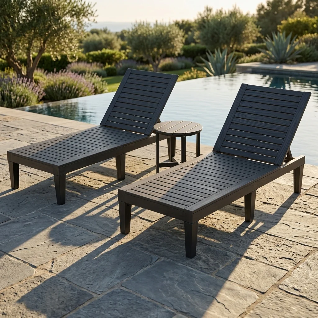 3-Piece Patio Lounge Set, Adjustable Recliner Chairs, Round Side Table - Image 2