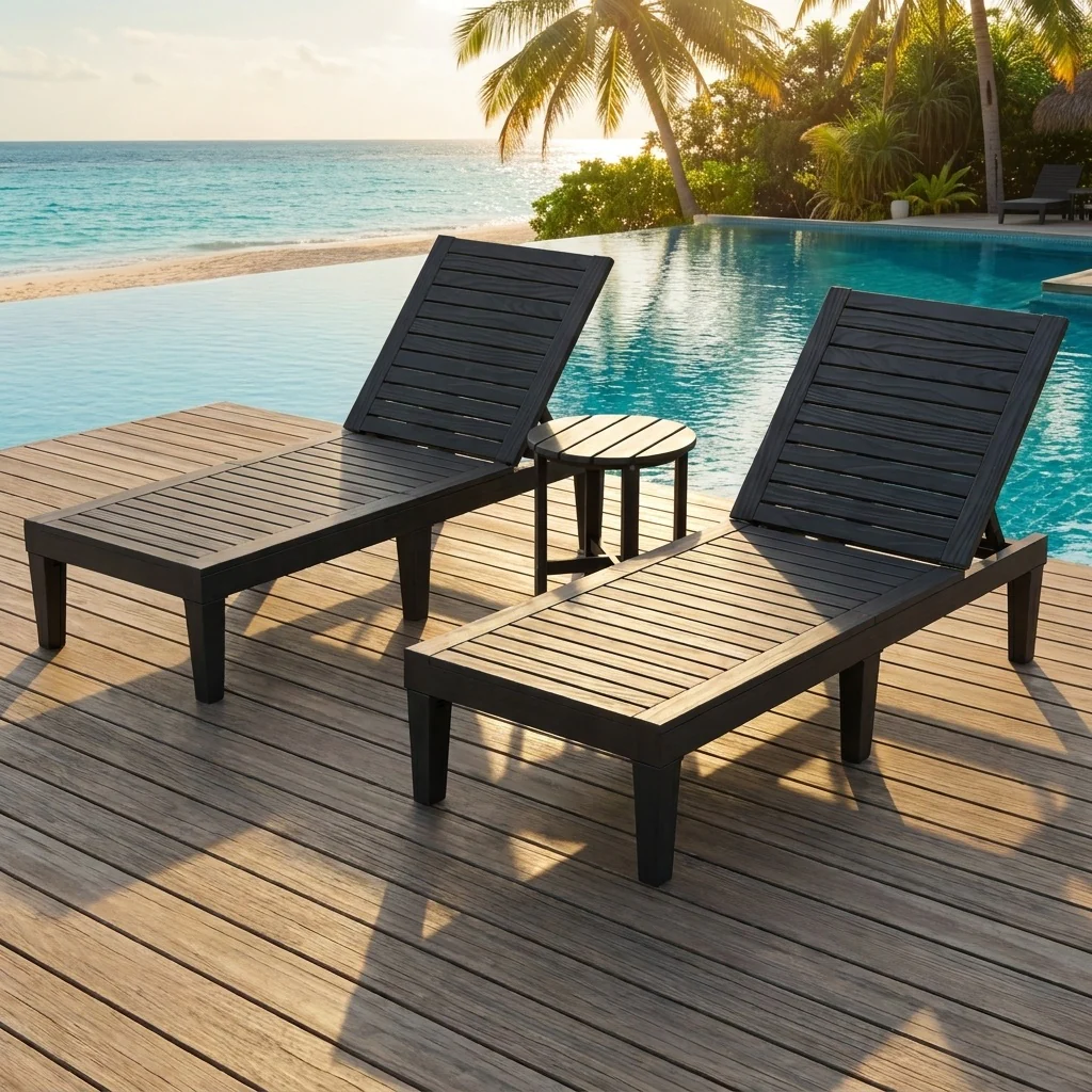 3-Piece Patio Lounge Set, Adjustable Recliner Chairs, Round Side Table - Image 3
