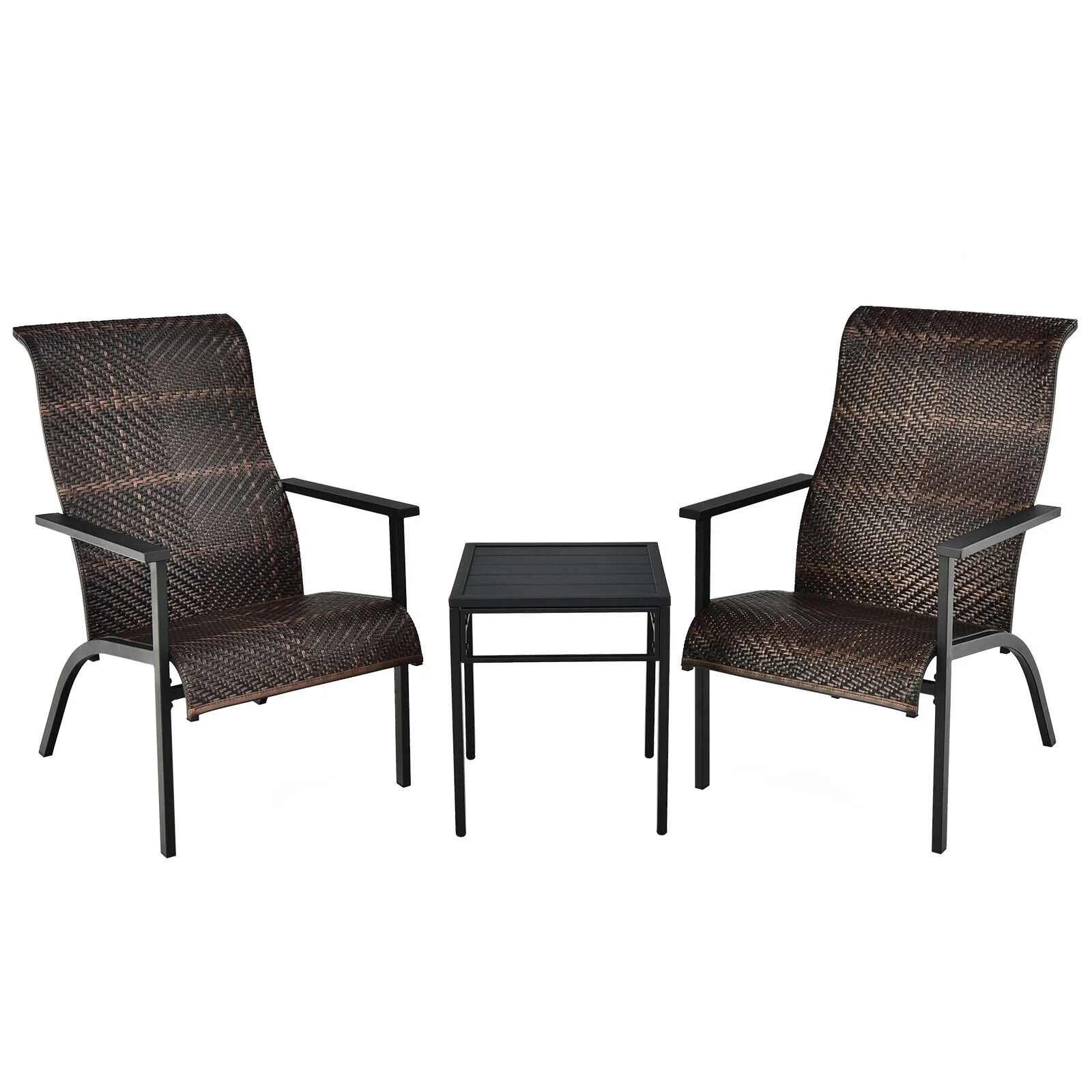 3-Piece Patio Rattan Bistro Set, Brown